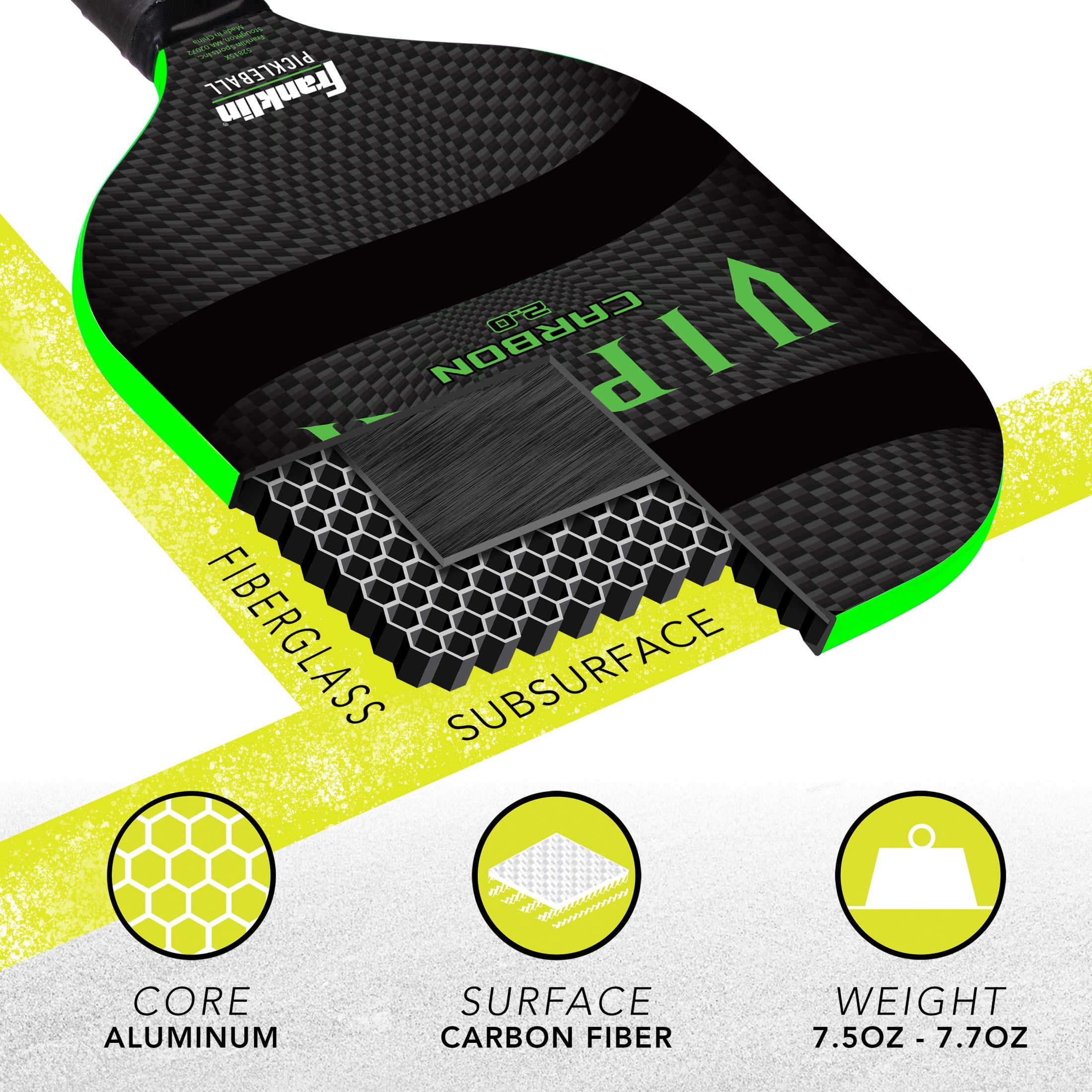 Franklin Sports Viper Pickleball Paddle (Green, 7.7 oz) jymqj