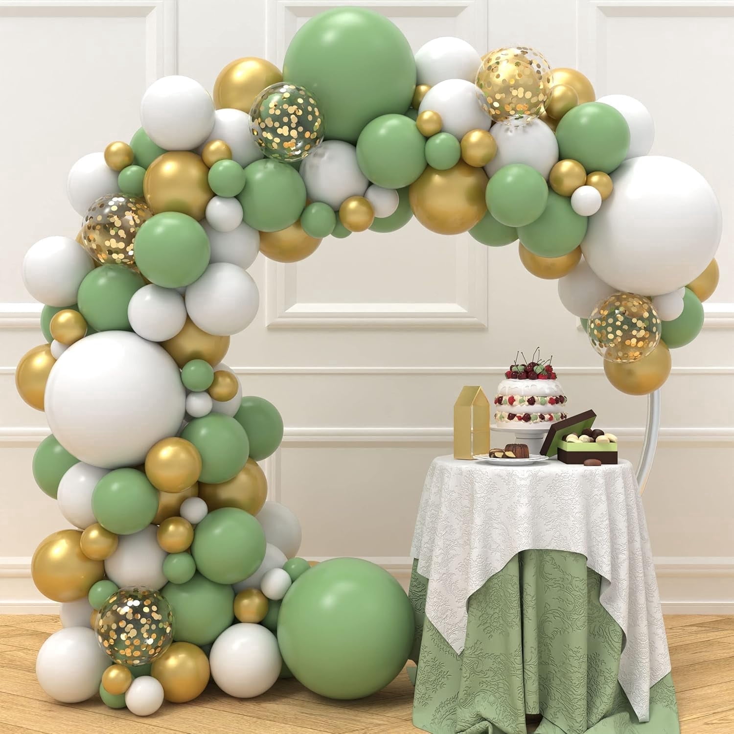 JOYYPOP Sage Green Balloon Garland Arch Kit (Sage Green, 129 Piece Set) bnk0n