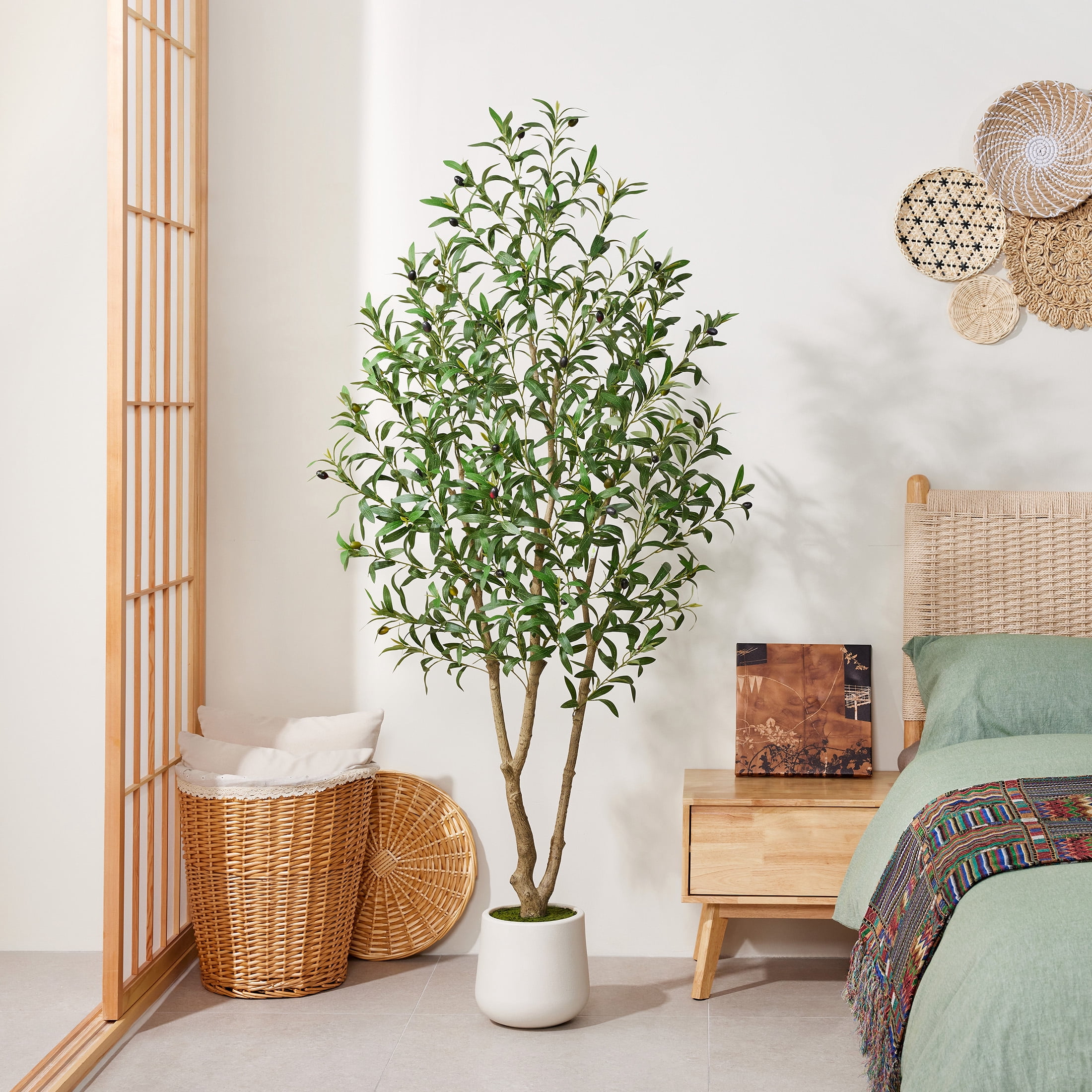 DR.Planzen 6ft Artificial Olive Tree, UV Resistant Faux Plant for Indoor and Outdoor Decor (White Planter, 6 ft) xyujg