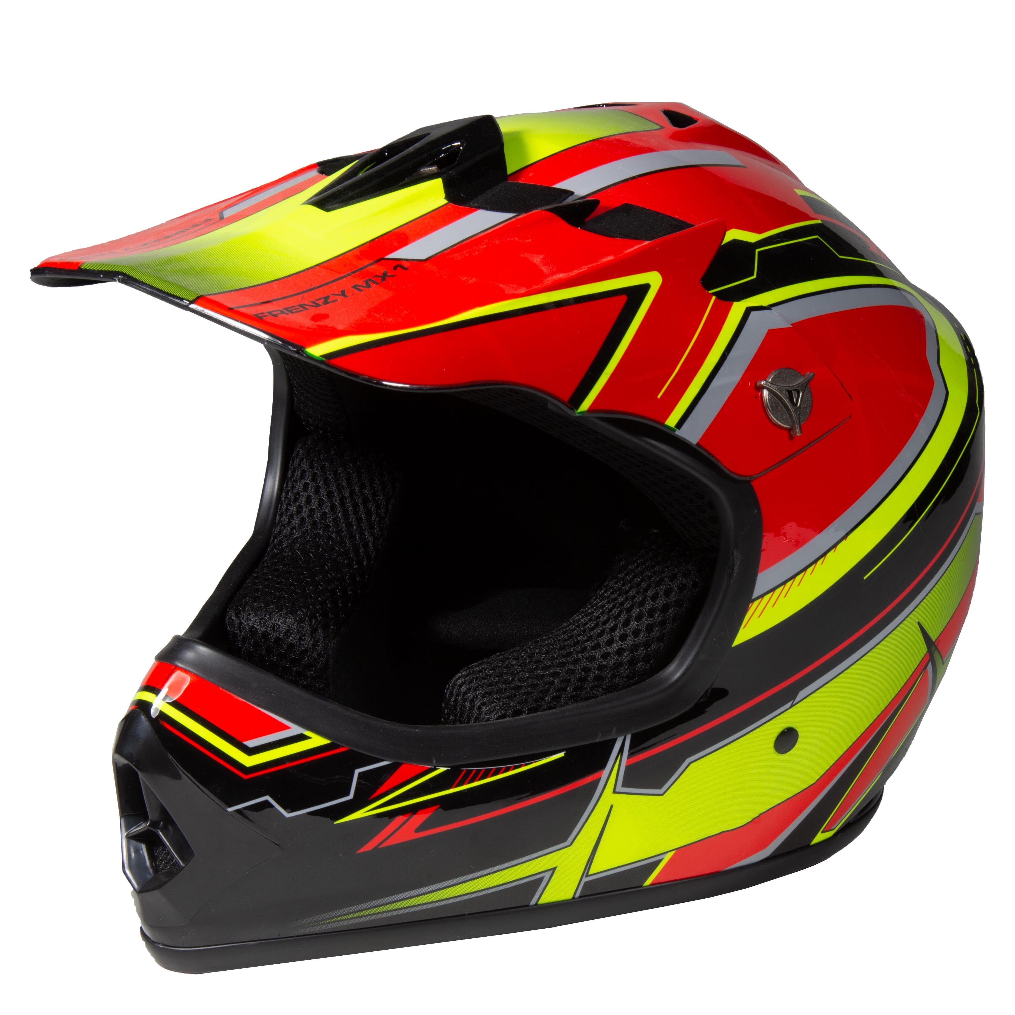 Fuel Helmets Youth Frenzy Off-Road MX Helmet (Red and Yellow, Youth Medium) medvs