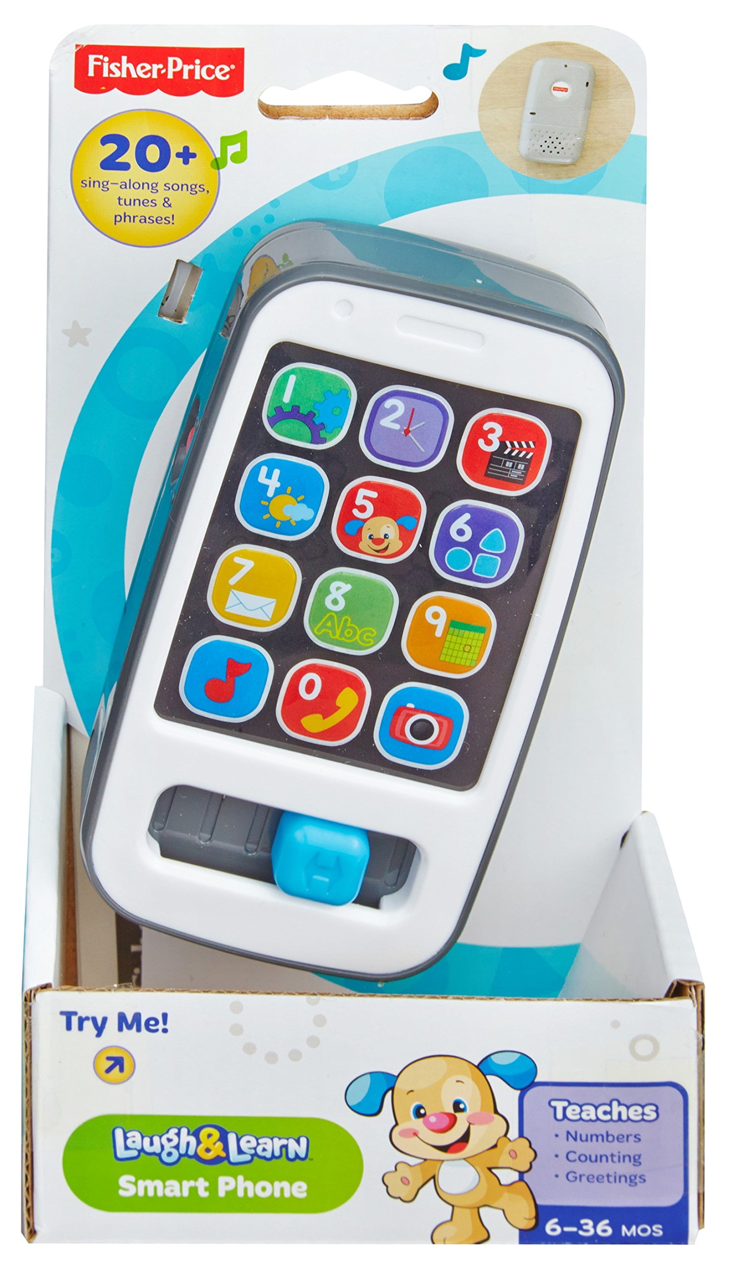 Fisher-Price Laugh & Learn Smart Phone, Interactive Educational Toy for Toddlers (White, 1.6 in x 8.2 in x 4.4 in) mau1u