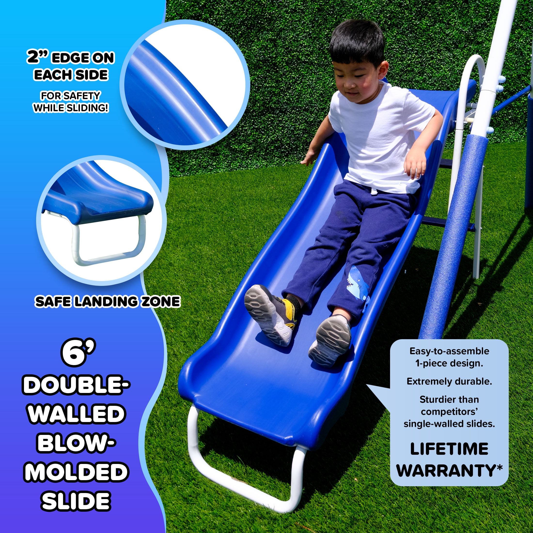 Sportspower Super 9 Metal Swing Set with Slide and Multiple Swings (6.1 ft Steel Frame) 8hlf3