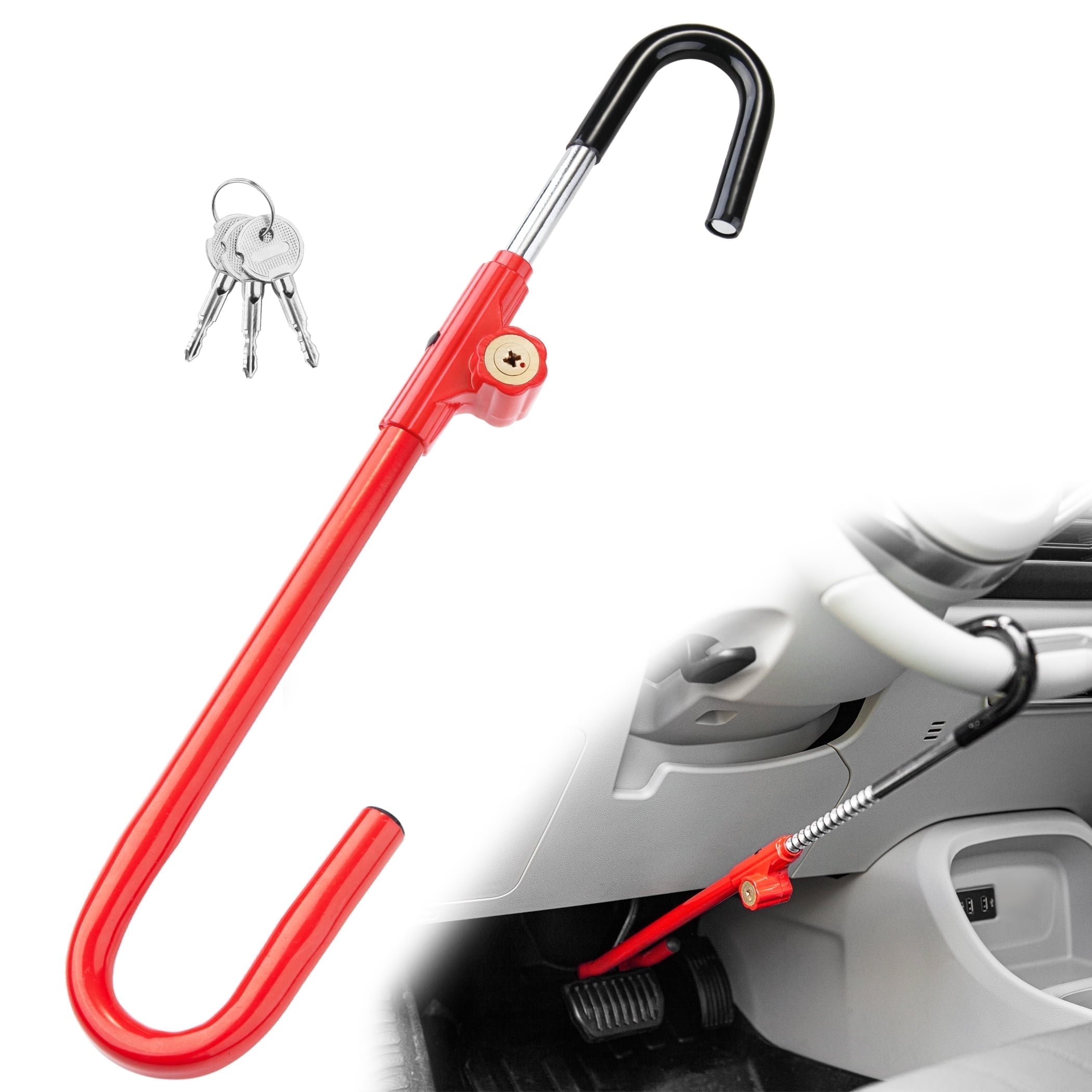 FATFOX Steering Wheel Brake Lock, Heavy-Duty Vehicle Anti-Theft Security Pedal Immobilizer (Adjustable 21 in - 30 in) mxnp7