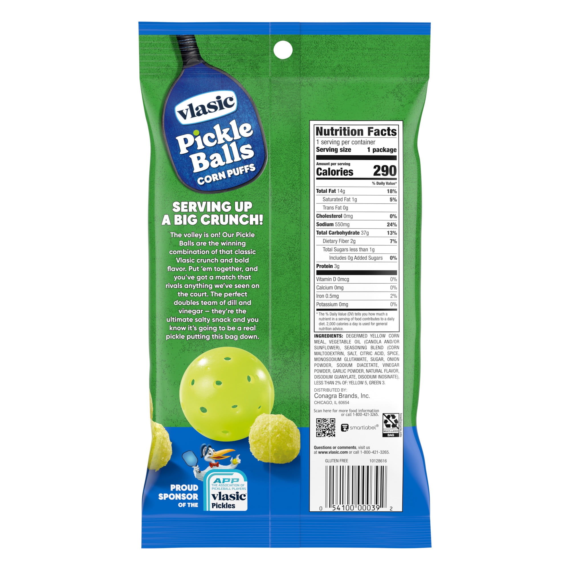 Vlasic Pickle Balls Dill Pickle Flavored Corn Puffs Crunchy Snack (2 oz) 6ibeb