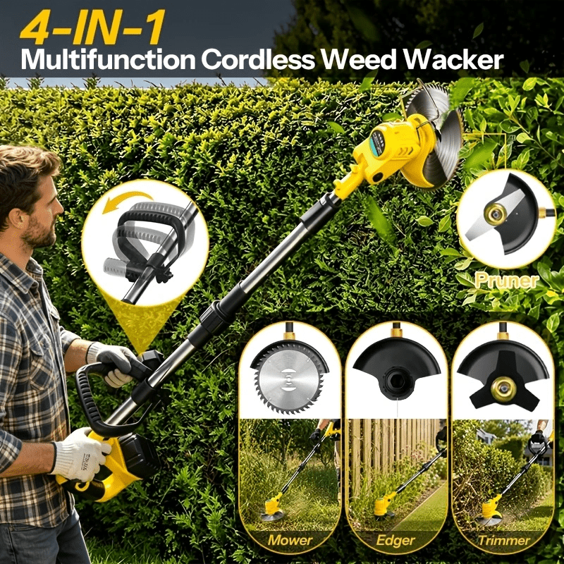 YUNXI Battery Powered Walk-Behind Lawn Mower, Ergonomic Cordless Grass Trimmer for Garden Maintenance (18 in) p2s4g