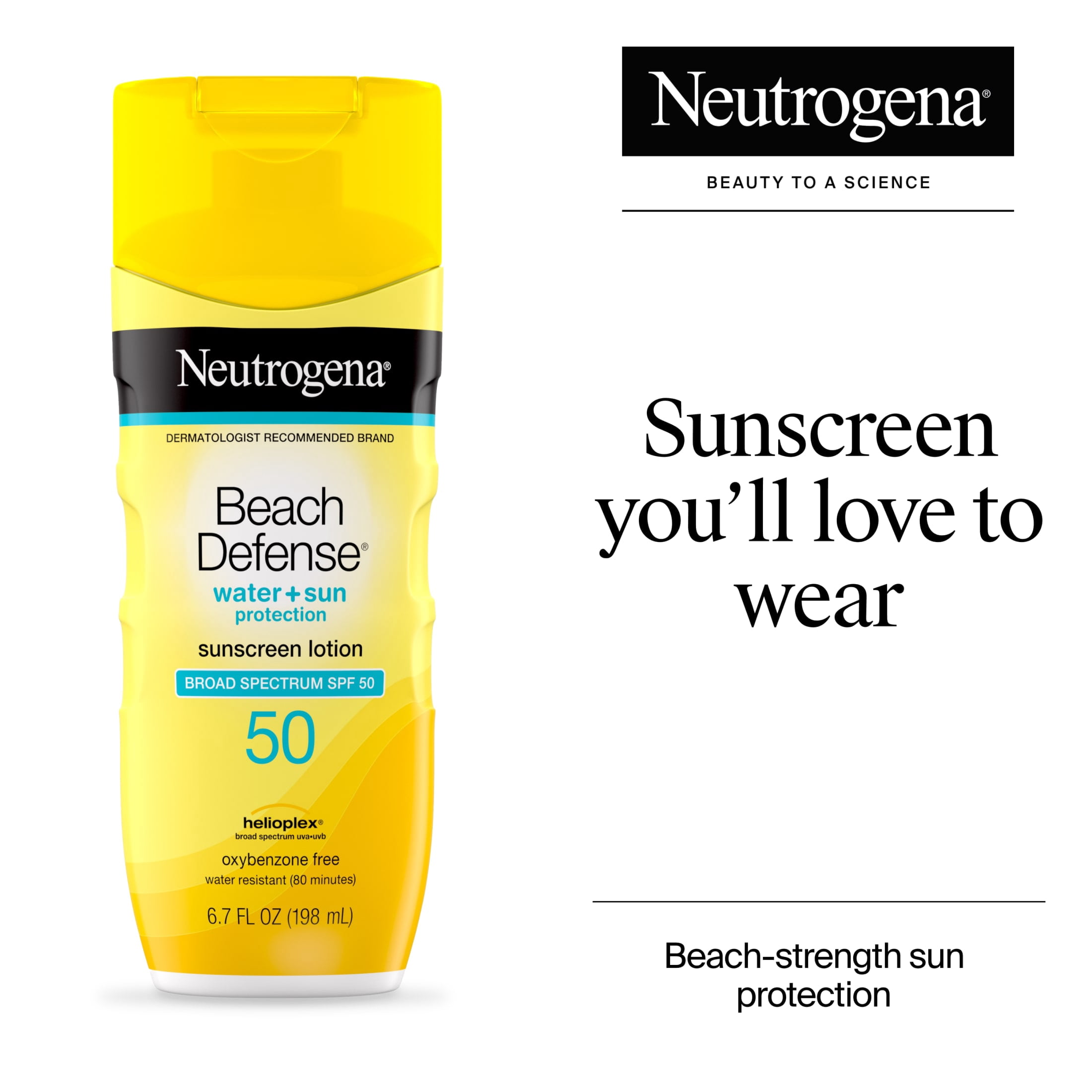 Neutrogena Beach Defense Sunscreen Lotion SPF 50, Broad Spectrum UVA/UVB Protection (6.7 fl oz) 8jfjs