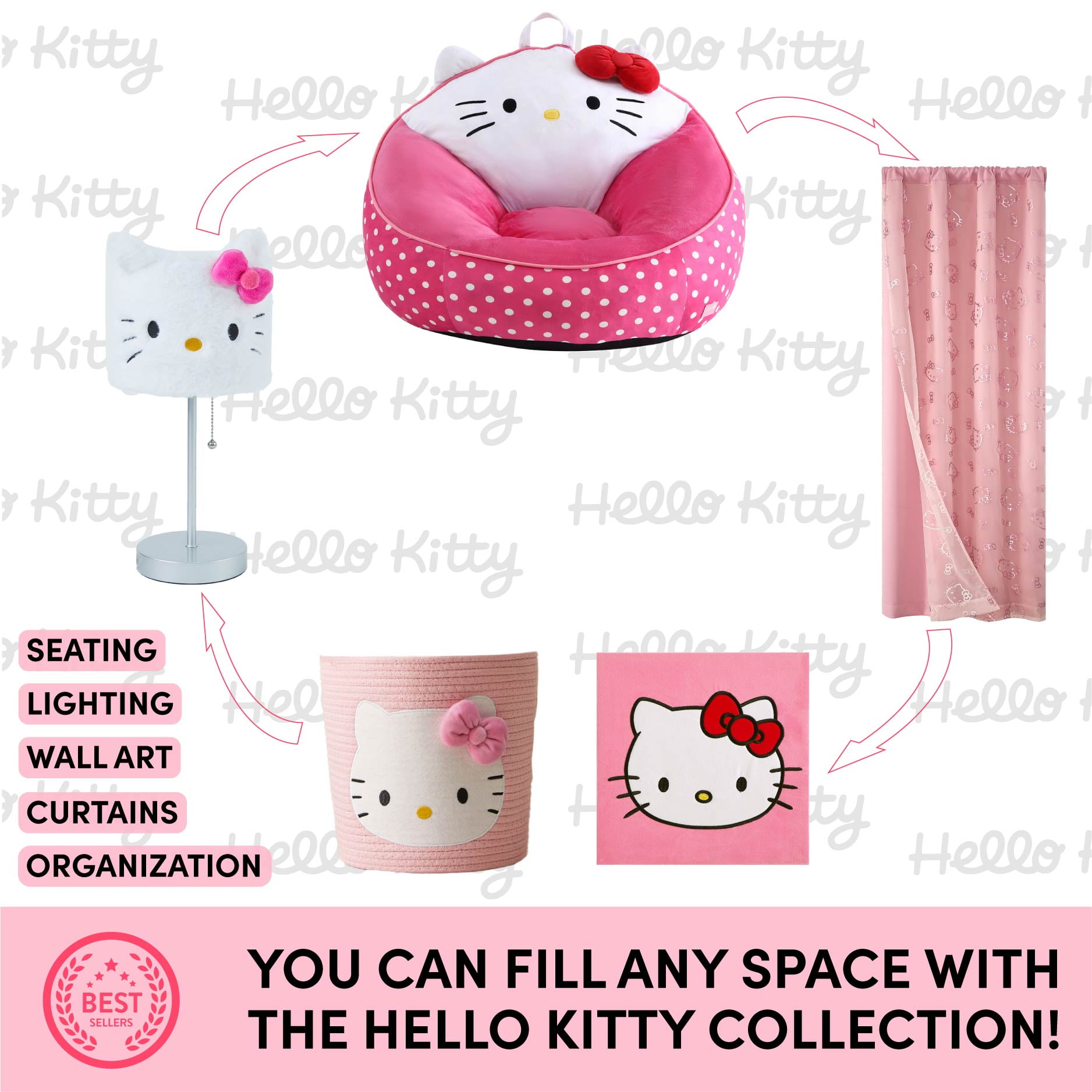 Hello Kitty Plush Table Lamp (White, 15 in) zh324