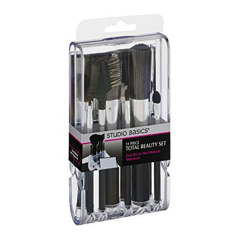 Studio Basics Total Beauty Set Professional Makeup Brush Collection with Mirror and Organizer Case (Beige, 9.57 oz) p0zxm
