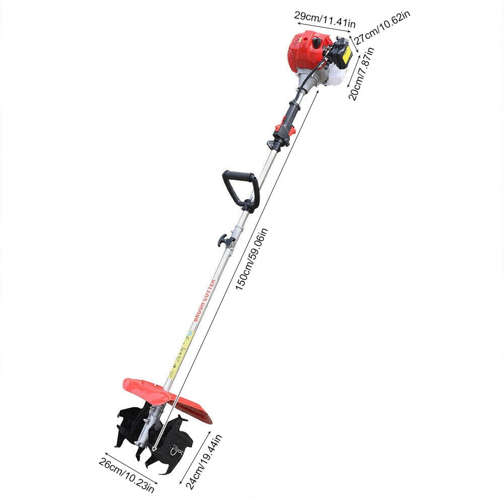 Generic 51.7cc 2-Stroke Gas Powered Mini Tiller, Heavy-Duty Garden Cultivator for Soil Loosening and Weeding (9 in Width) k0z6b