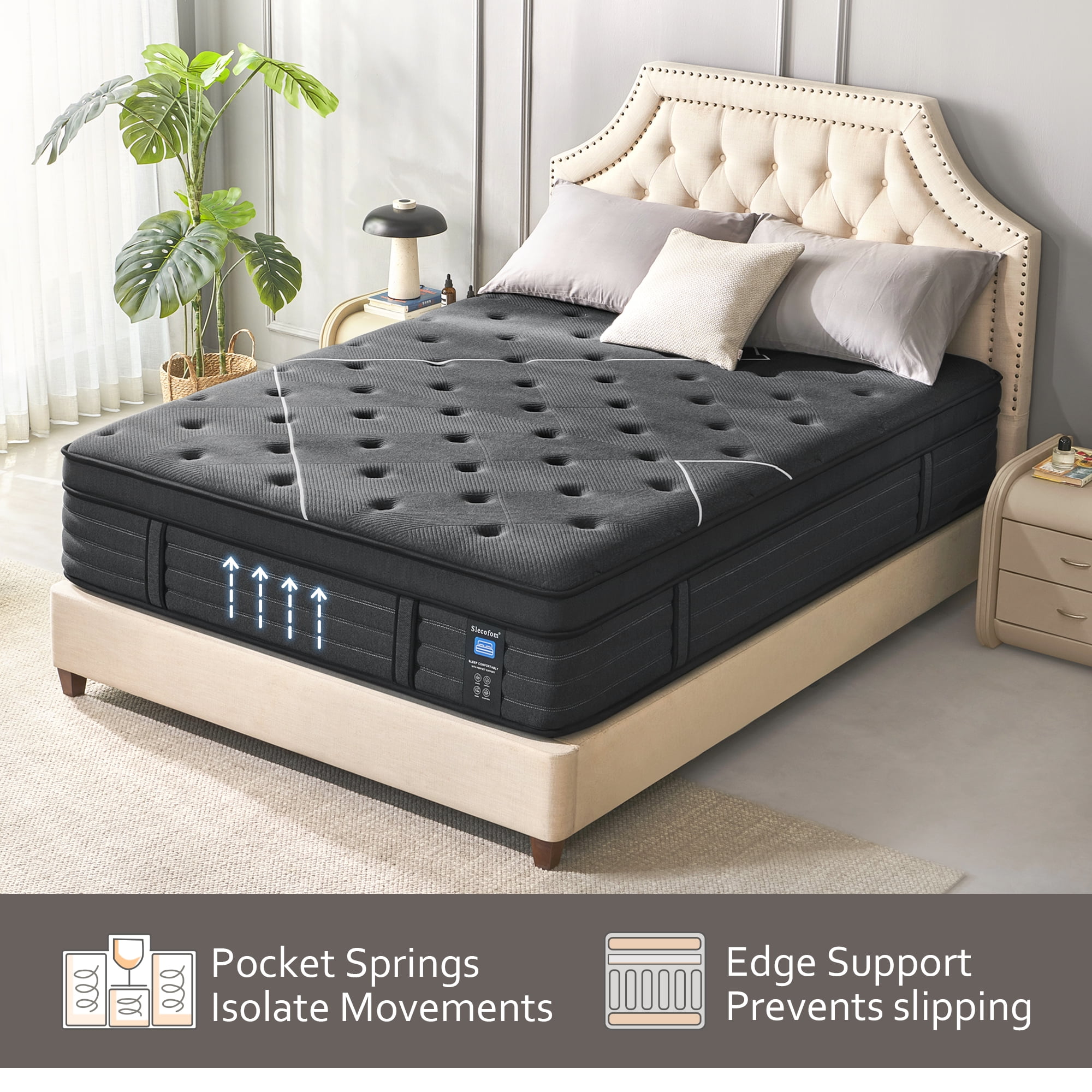 HEKKEYLA 14 Inch Extra Firm Hybrid Twin Mattress, Cooling Gel Memory Foam with Motion Isolation and Edge Support (Twin, 14 in) ibhq2