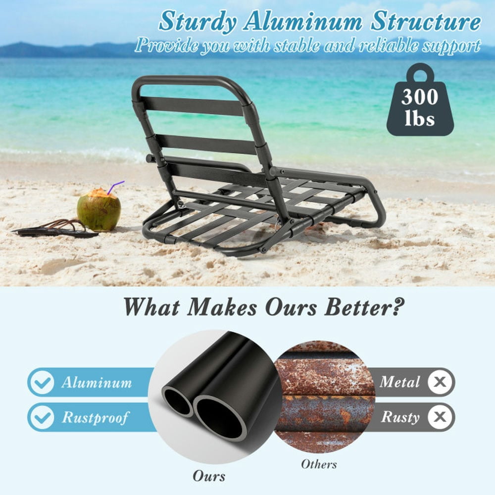 Yardi Yard 2-Pack Low Folding Beach Chairs, Portable Outdoor Camping Chairs with Cushioned Seat (Blue, 6.5 lb) f8900