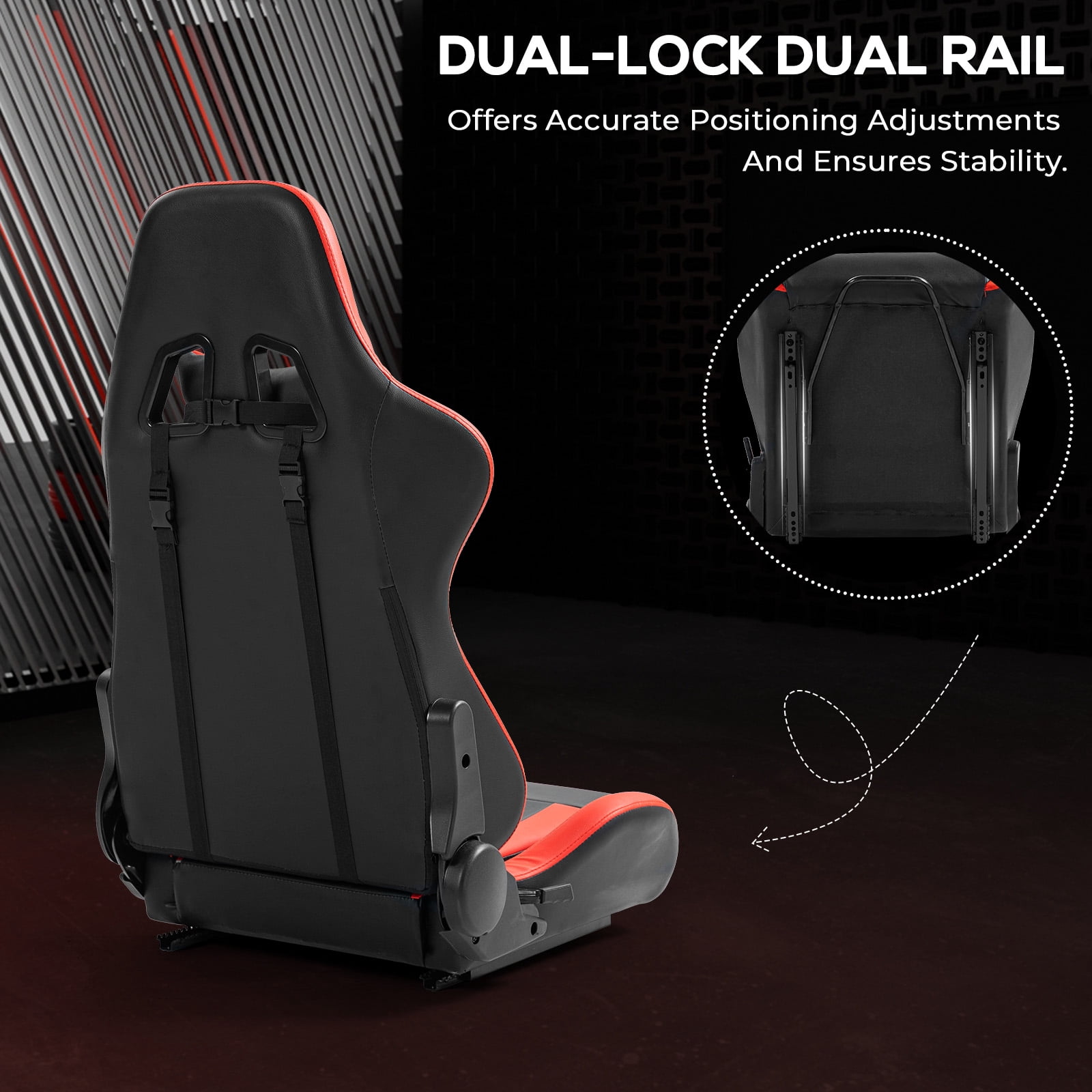 Supllueer Aluminum Racing Simulator Cockpit with Adjustable Seat and Triple Monitor Stand (Black) ve1yv