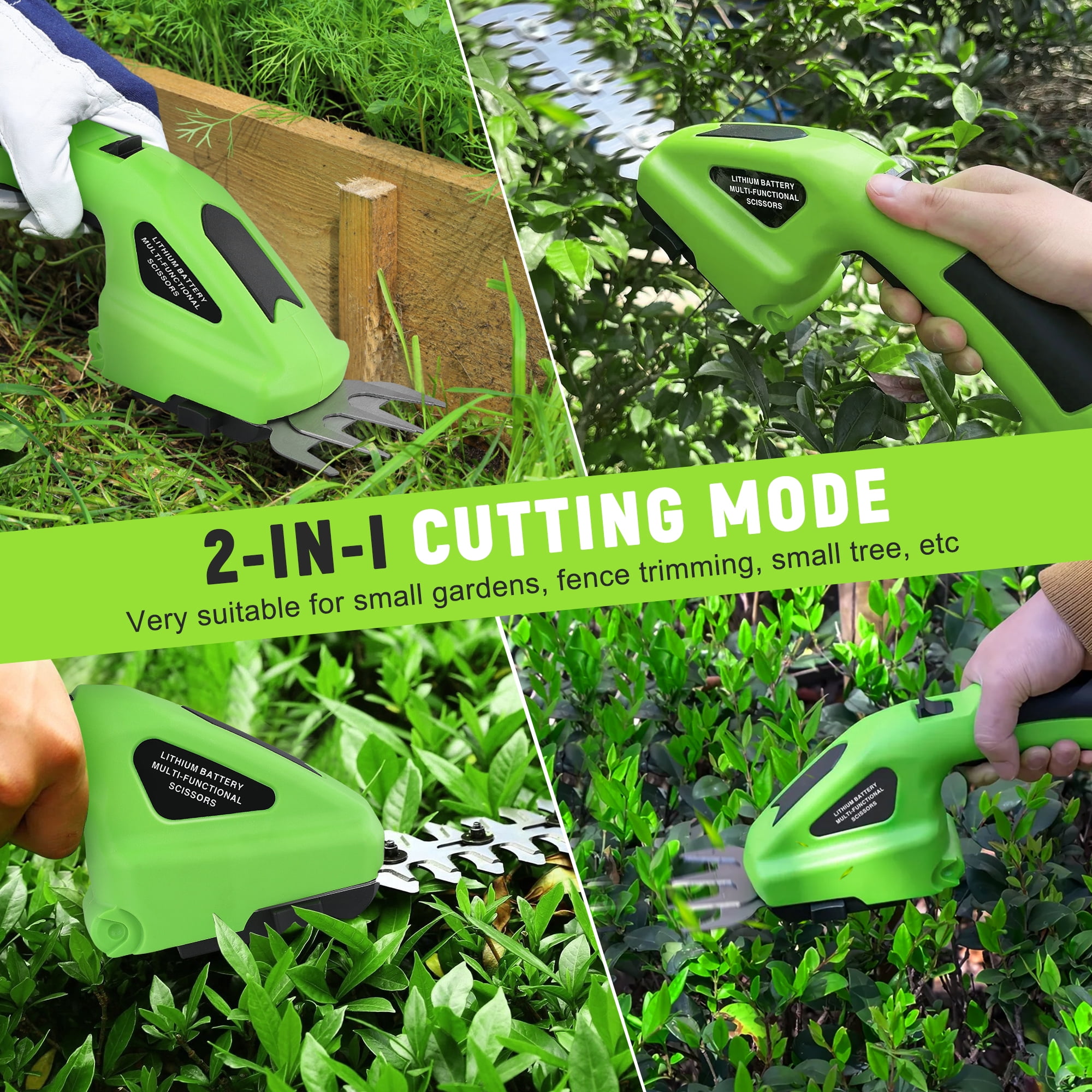 RELOIVE 2-in-1 Cordless Hedge Trimmer and Grass Shear (Green, 2.25 lb) 2umw3