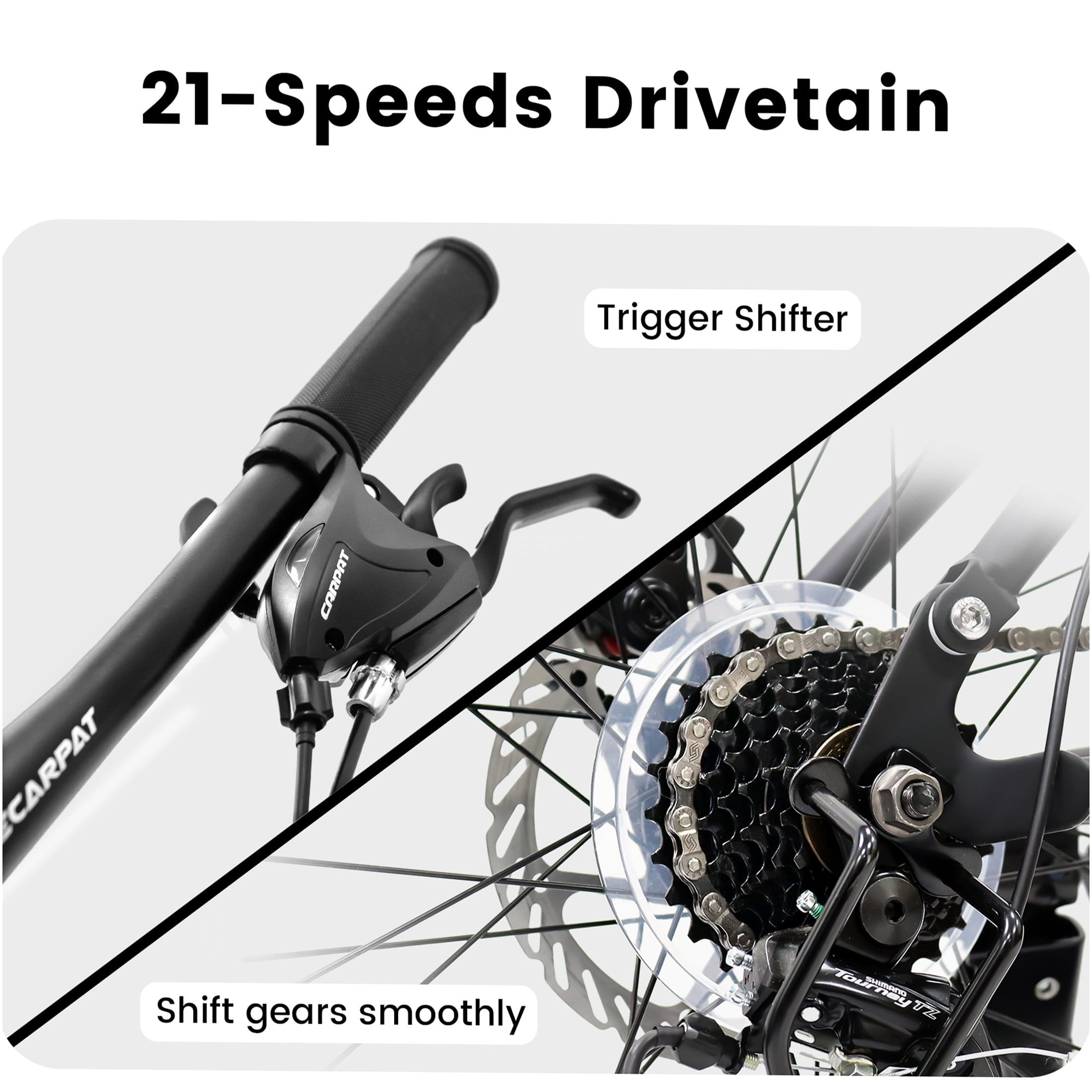 JERFIT 26 Inch Mountain Bike, Full Suspension All-Terrain Bicycle with 21 Speed Gearing and Dual Disc Brakes (Black, 26 in) h9fg8