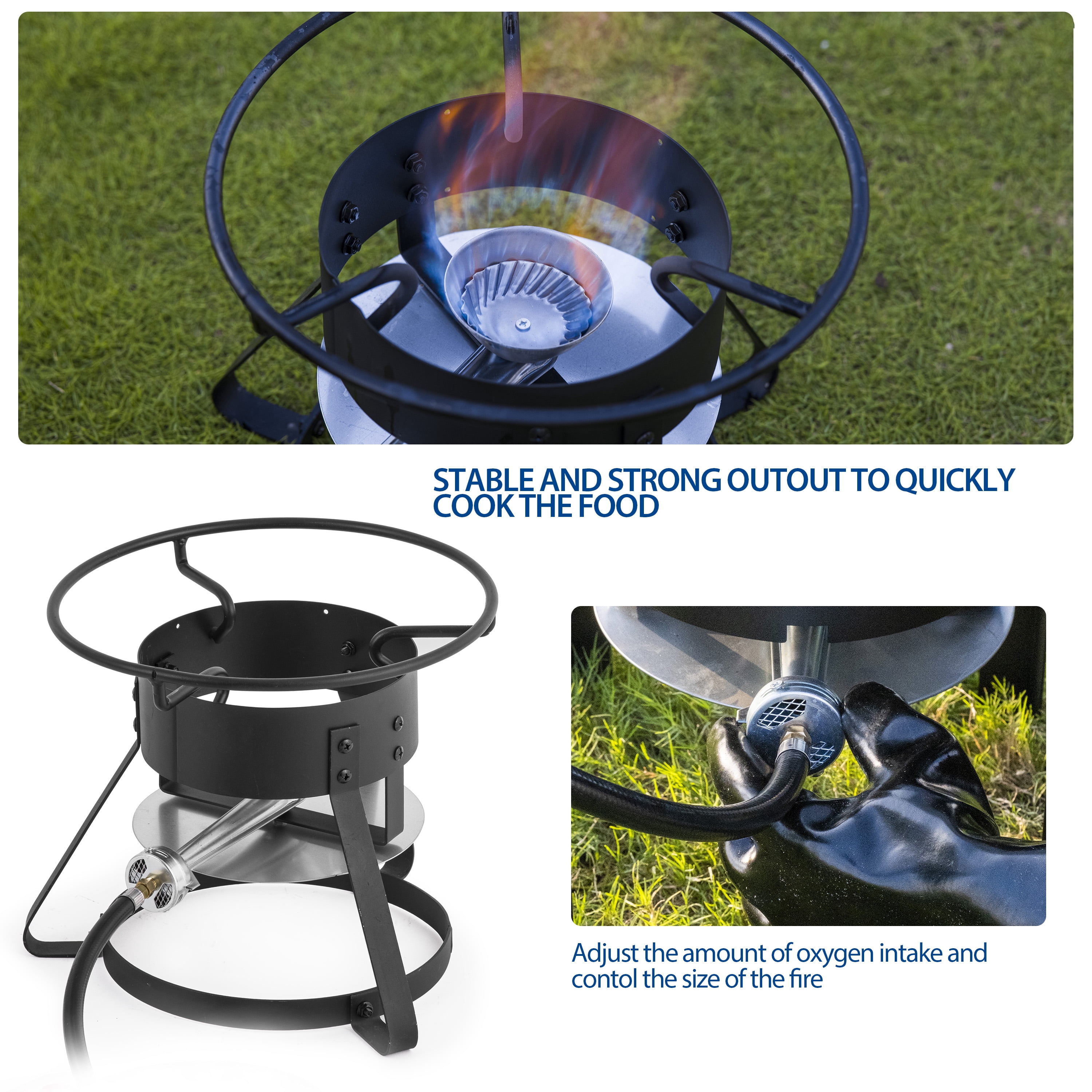 OuterMust Outdoor Deep Fryer Pot with Basket and Thermometer (11 qt, Silver) kmhb4