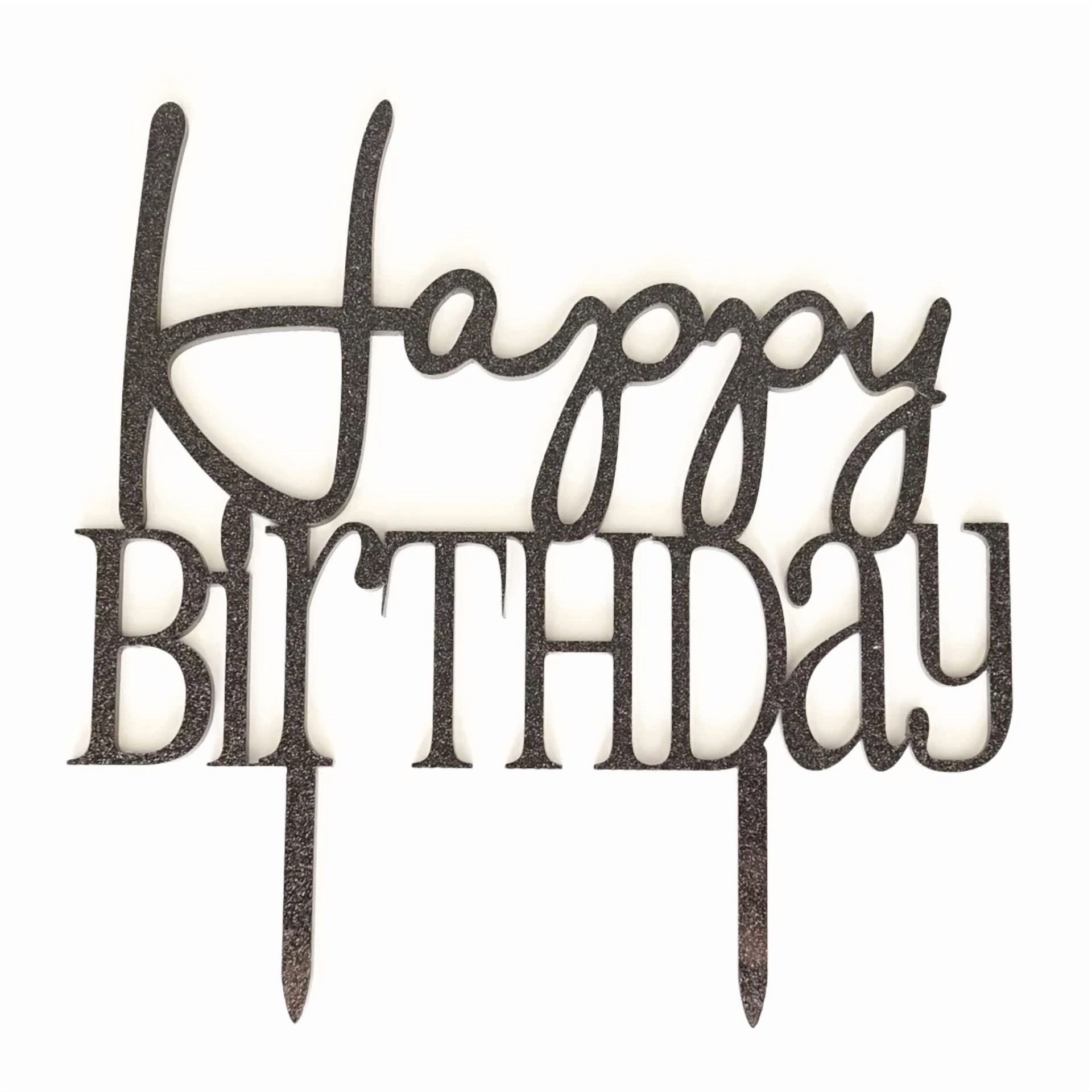VAULT Happy Birthday Cake Topper Acrylic Party Decoration Pick (Clear, 6 in) vitvs
