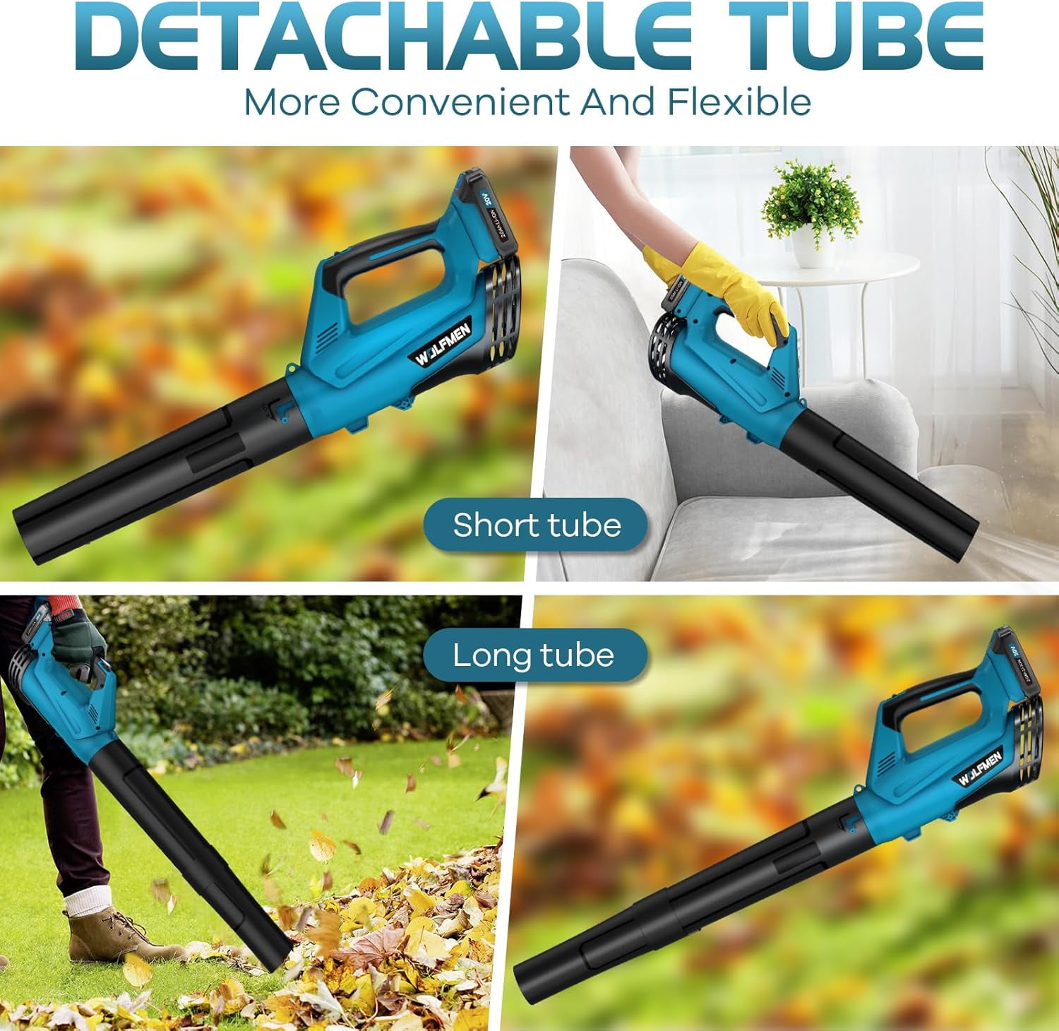 Generic Cordless Leaf Blower 450CFM 150MPH 6-Speed Electric Handheld Blower with 2 Batteries and Charger (Blue, 3.8 lb) 9piph