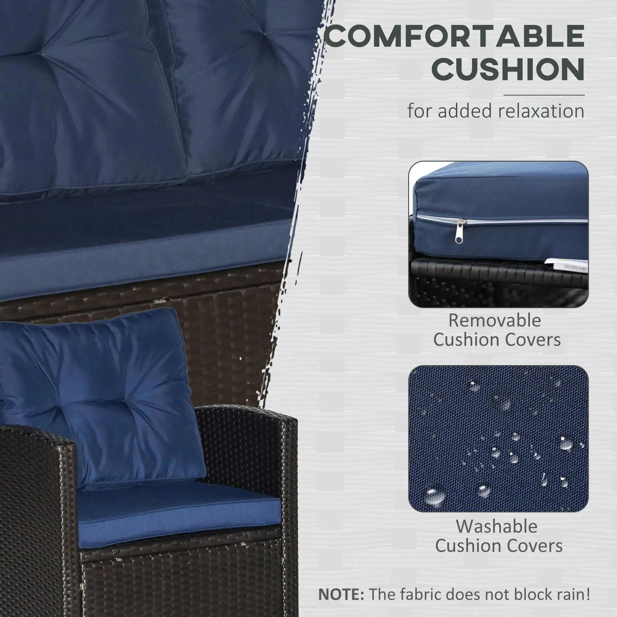 Resenkos 4-Piece Patio Furniture Set, Outdoor Sectional Sofa with Cushions (Blue, 4-Piece) rqcy2