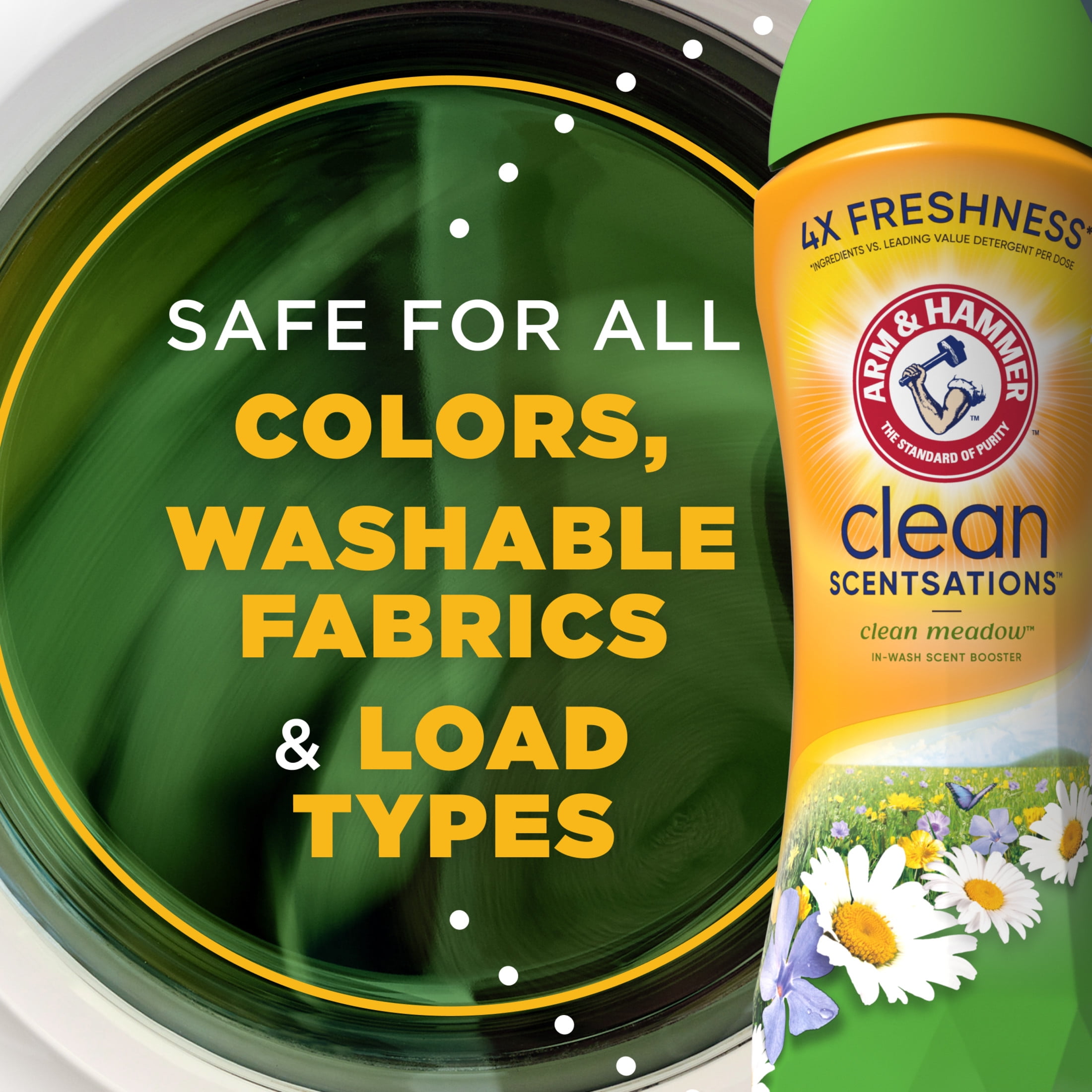 ARM & HAMMER Clean Scentsations In-Wash Laundry Scent Booster, Long-Lasting Clean Meadow Fragrance (24 oz) g105p
