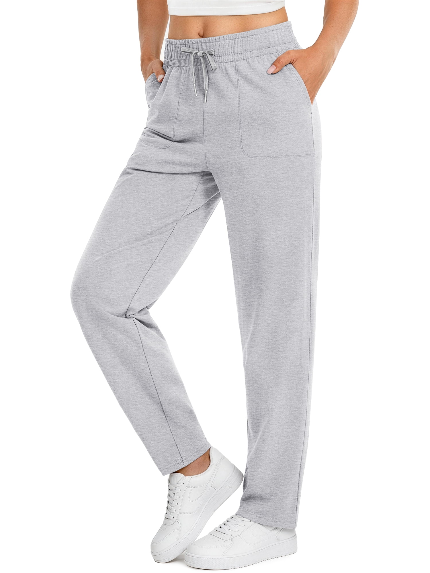 Fantaslook Womens Stretch Knit Casual Lounge Pants with Pockets (Grey, L) m7jzn