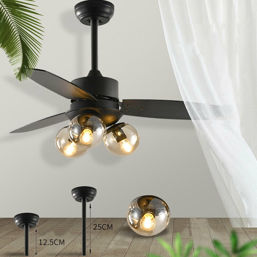 Oukaning LED Ceiling Fan Chandelier with Wooden Blades and Remote Control (Black, 42 in) 1blet