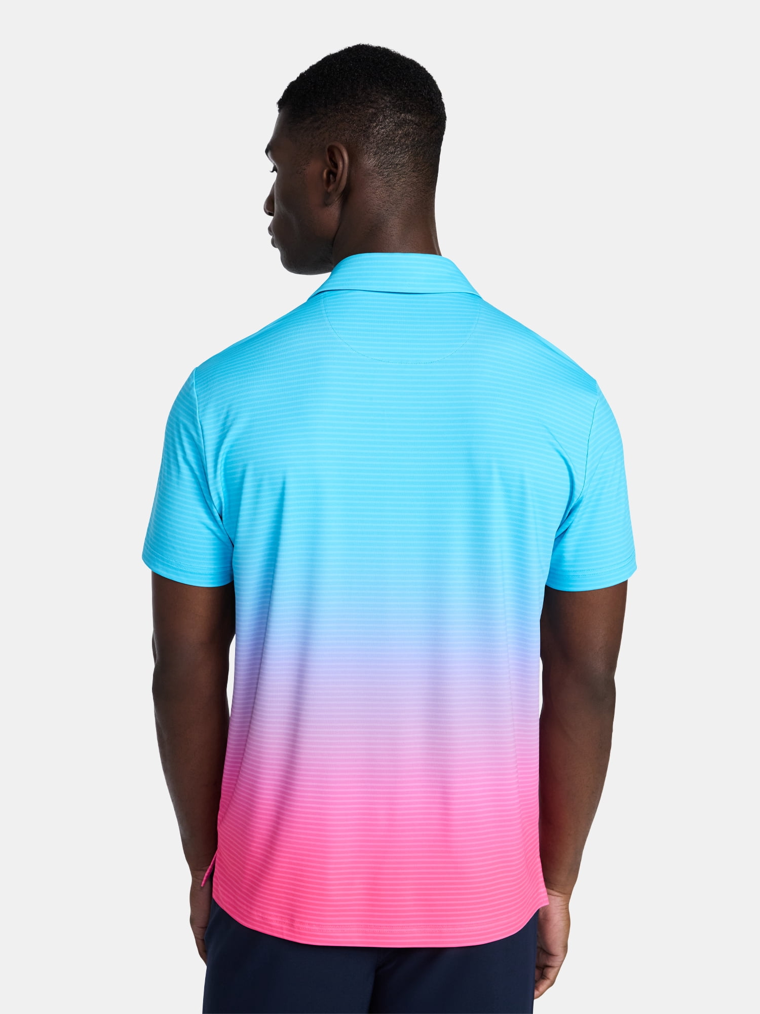 Birdie Bound Men's Ombre Stripe Golf Polo Shirt, Moisture-Wicking Performance Athletic Top (Multi-Color, XS) ela3g