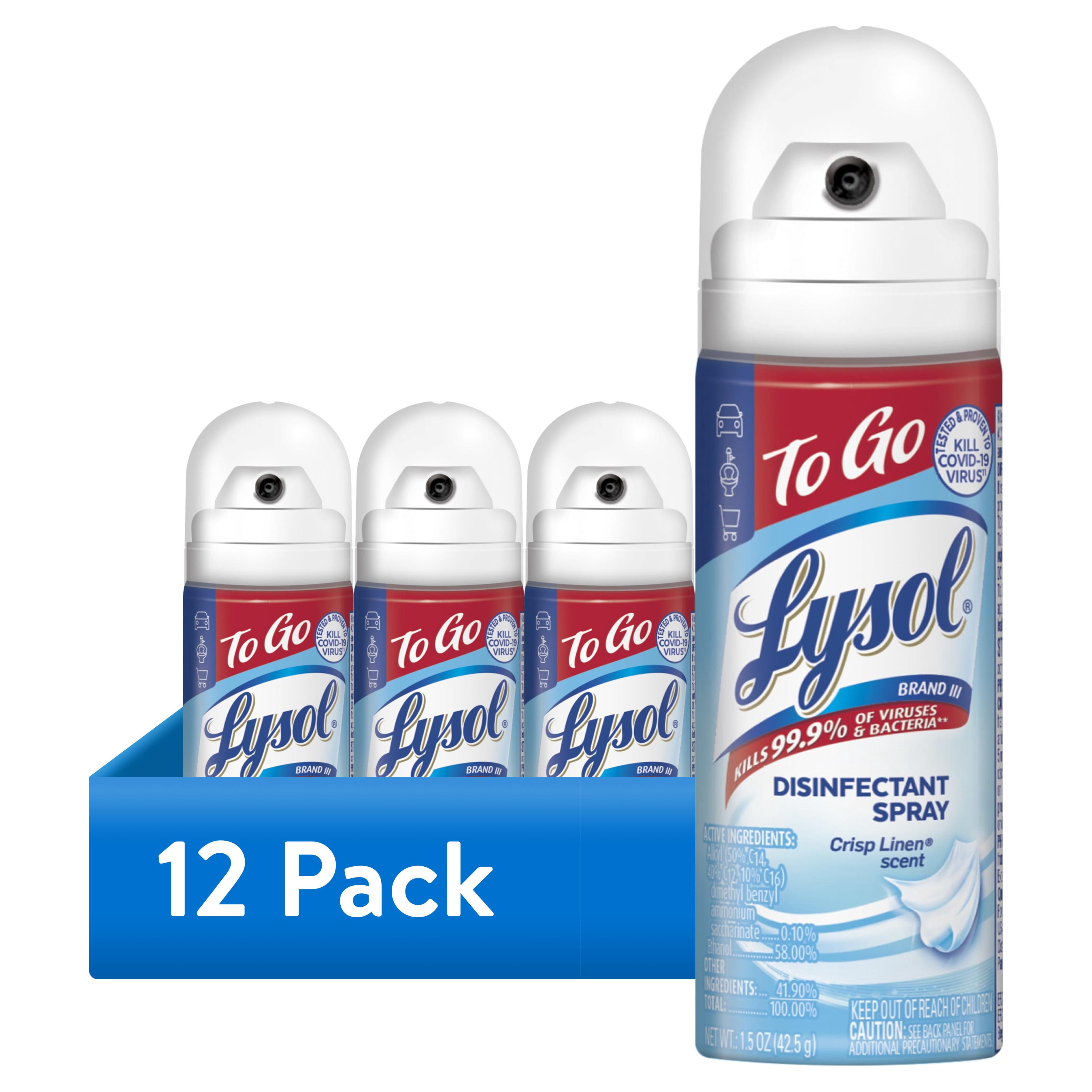 Lysol Disinfectant Spray, Crisp Linen Scent, Portable Travel Size (12 Pack, 1.5 fl oz) bm2sk