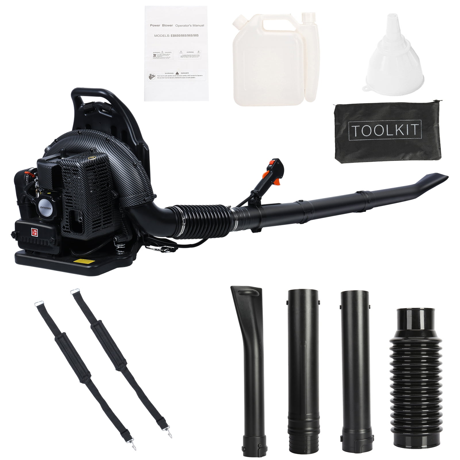 Mohsoe Backpack Leaf Blower, 63cc 2-Stroke Gas Powered Professional Landscaping Tool (Black, 57.5 fl oz) qkco8