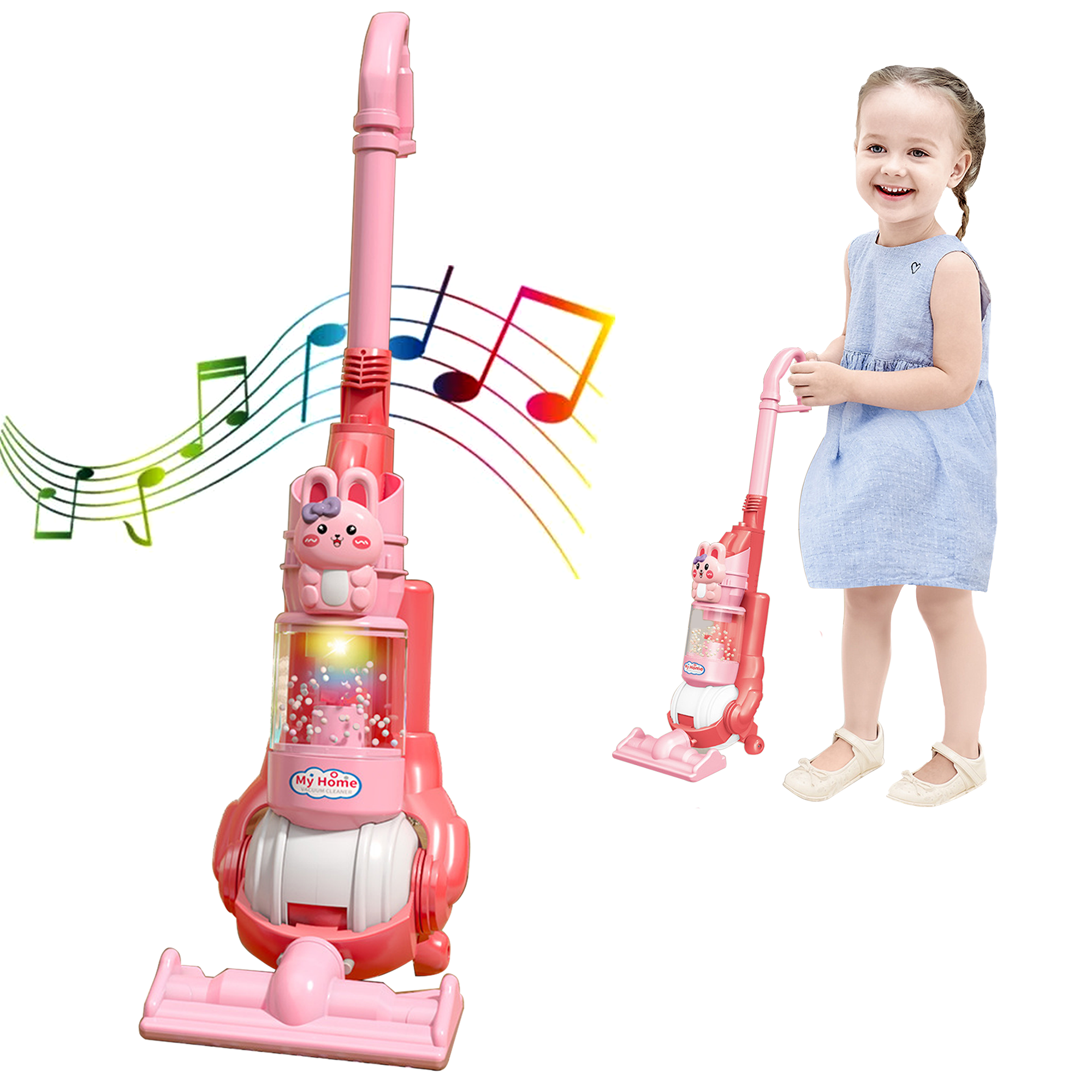 Adofi Kids Toy Vacuum Cleaner with Realistic Suction Lights and Sounds (Pink) oab82