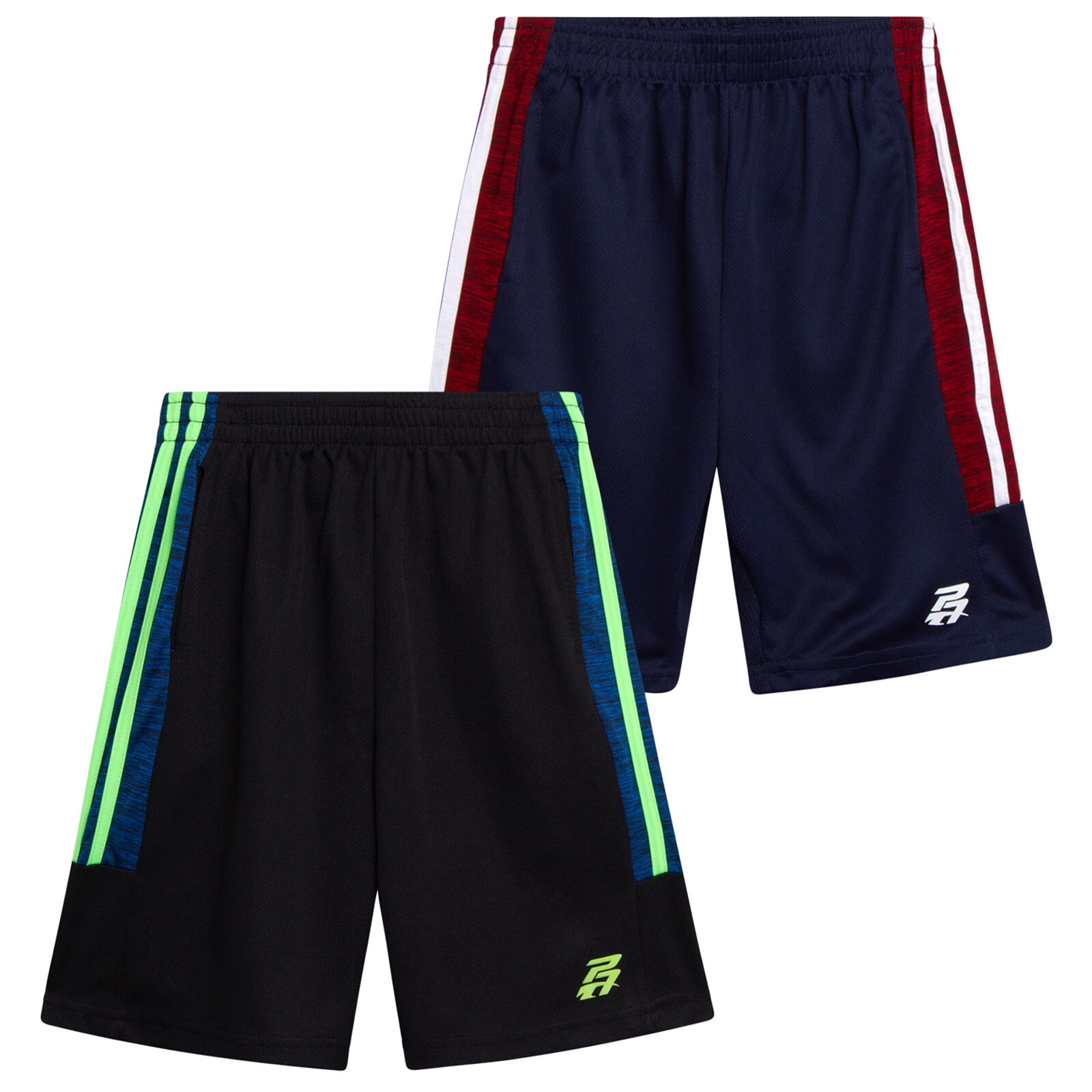 Pro Athlete Boys Athletic Shorts Performance Quick Dry Basketball Shorts (Black, 2 Pack) pi7w1
