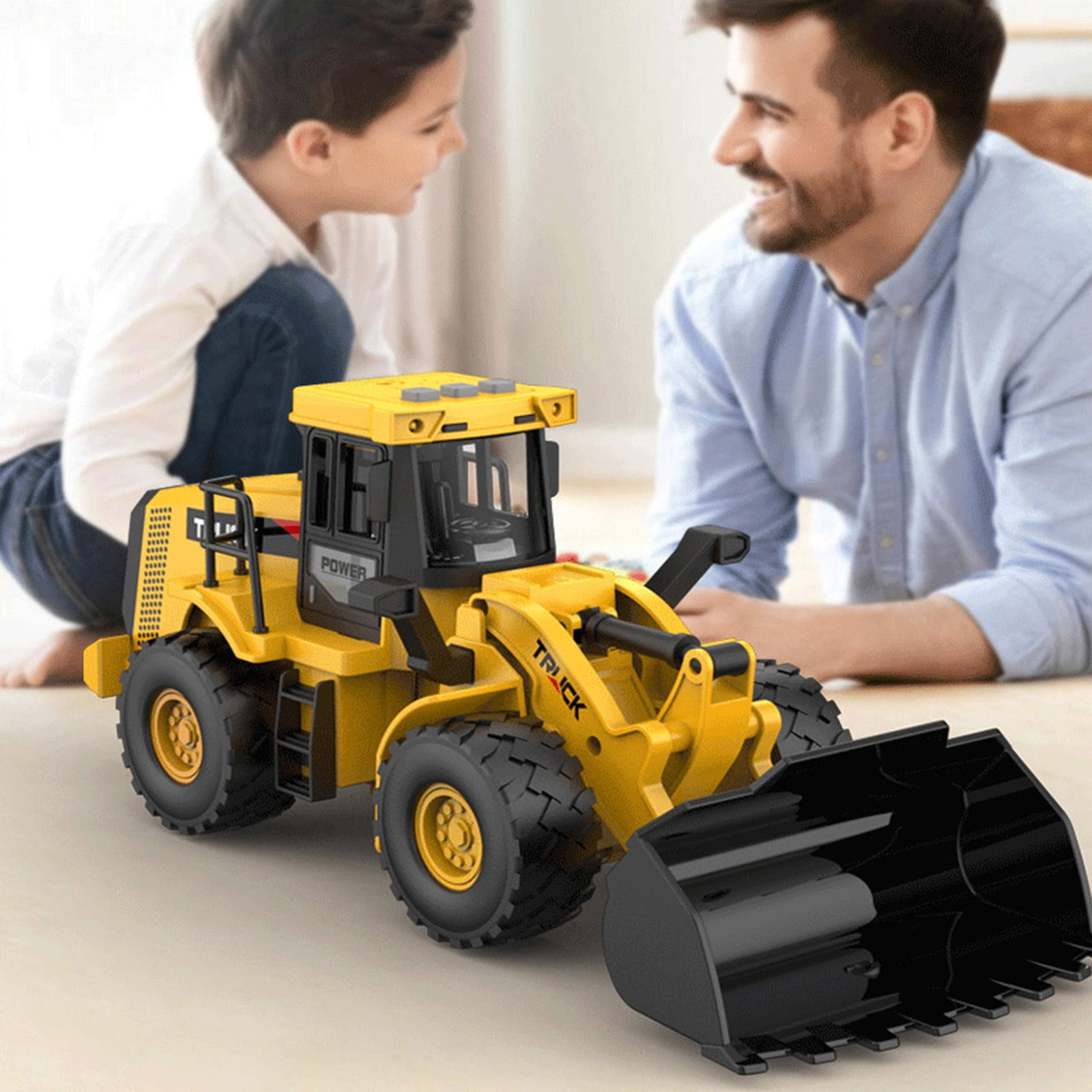 Fuebueo Push and Go Construction Excavator Toy for Toddlers (Yellow, 1 Pack) ul5ri