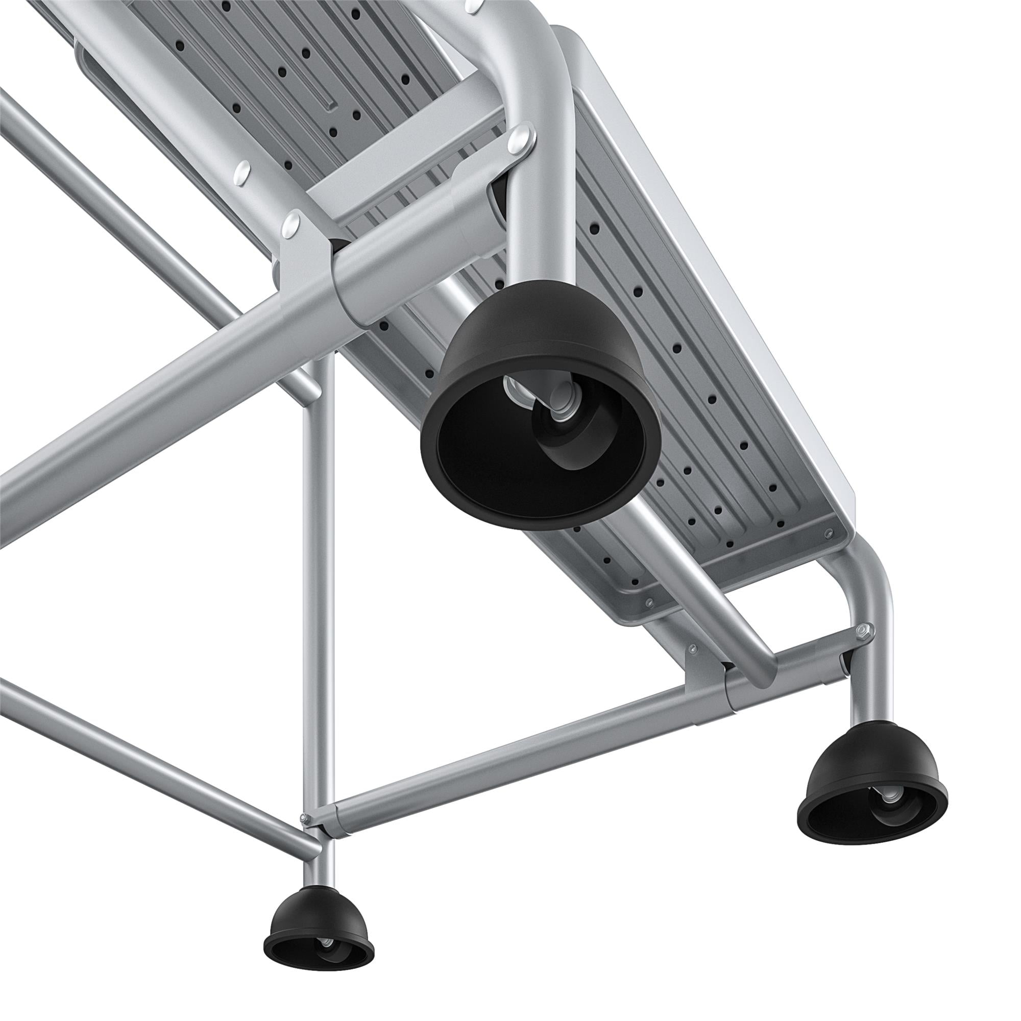 Cosco Rolling Commercial Step Stool Heavy-Duty Industrial Ladder with Slip-Resistant Steps (Grey, 7.8 ft Max Reach) l0coz