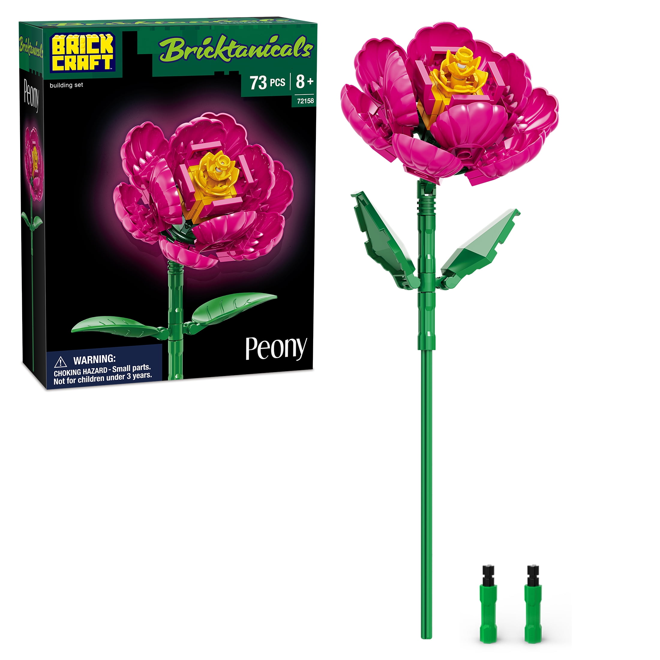 Brickcraft Bricktanicals Peony Flower Building Set (Floral Display Model, 1 Set) 6e005