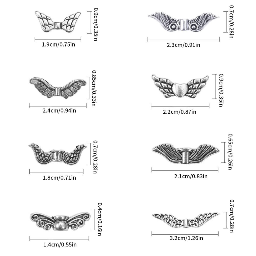 Osdhezcn Angel Wing Beads for Jewelry Making Antique Silver DIY Craft Findings (Silver, 160 Pieces) zuugl
