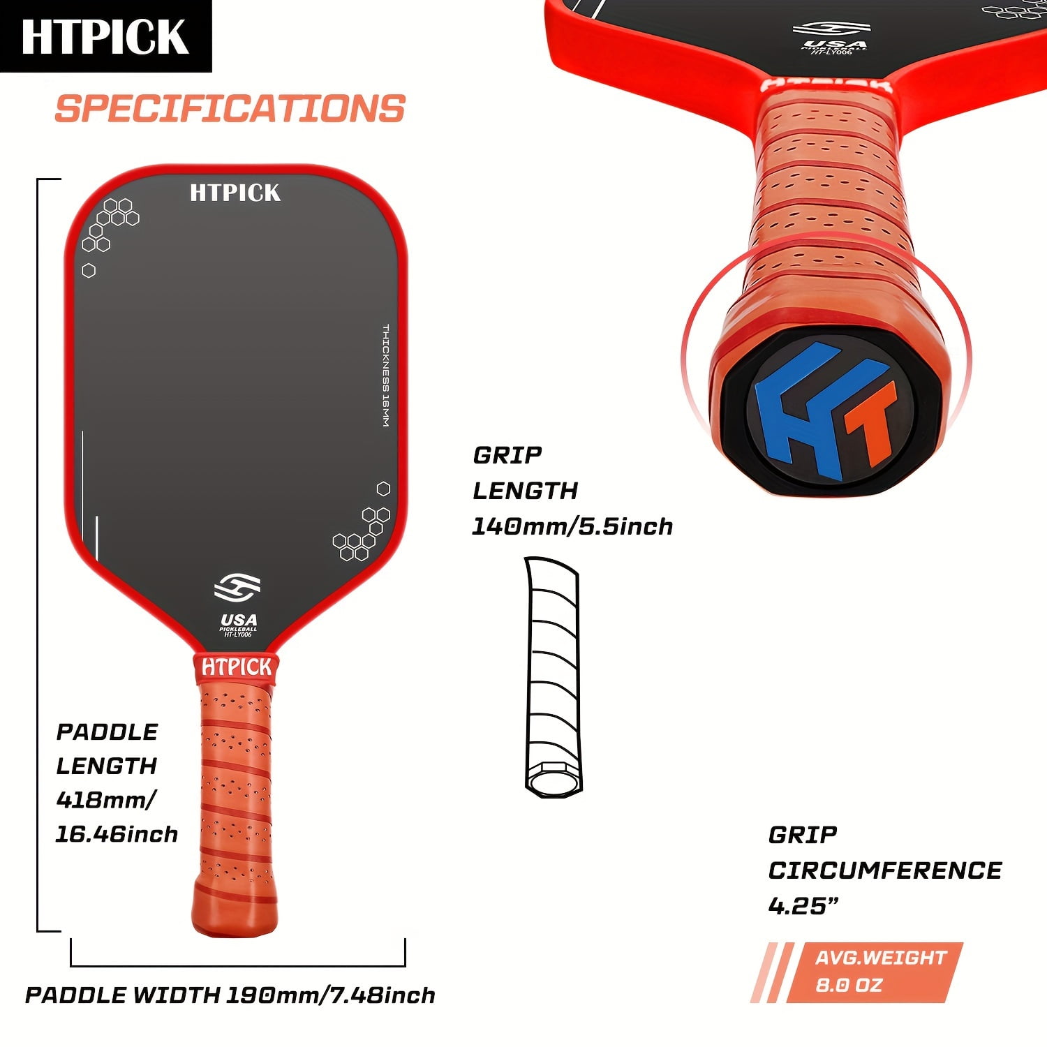 INCTUO Pickleball Paddle T700 Carbon Fiber Professional Power and Control (Black, 16mm) 4auq2