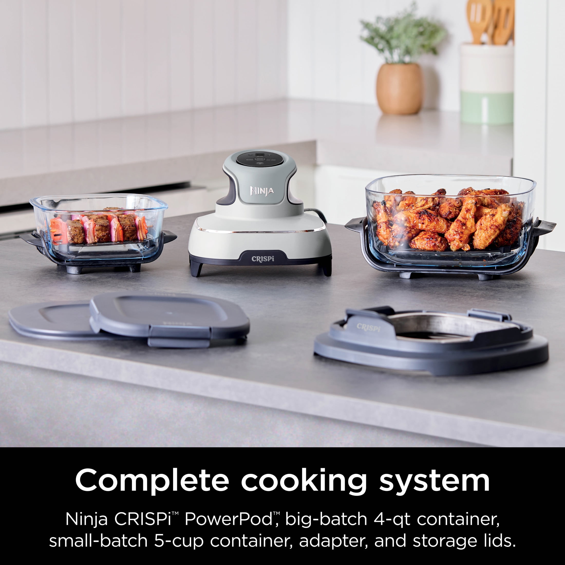 Ninja Crispi Glass Air Fryer 3-in-1 Portable Countertop Oven (White, 4 qt) iggs7