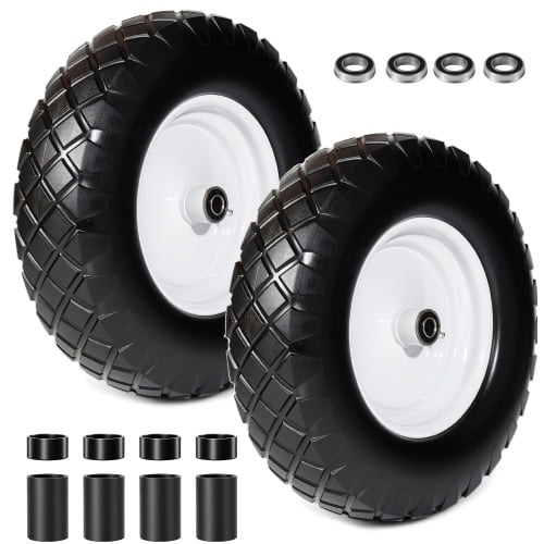 AURESTEYN Flat Free Wheelbarrow Tire and Wheel Replacement Set (Black, 16 in x 3.5 in, 2-Pack) t68xh