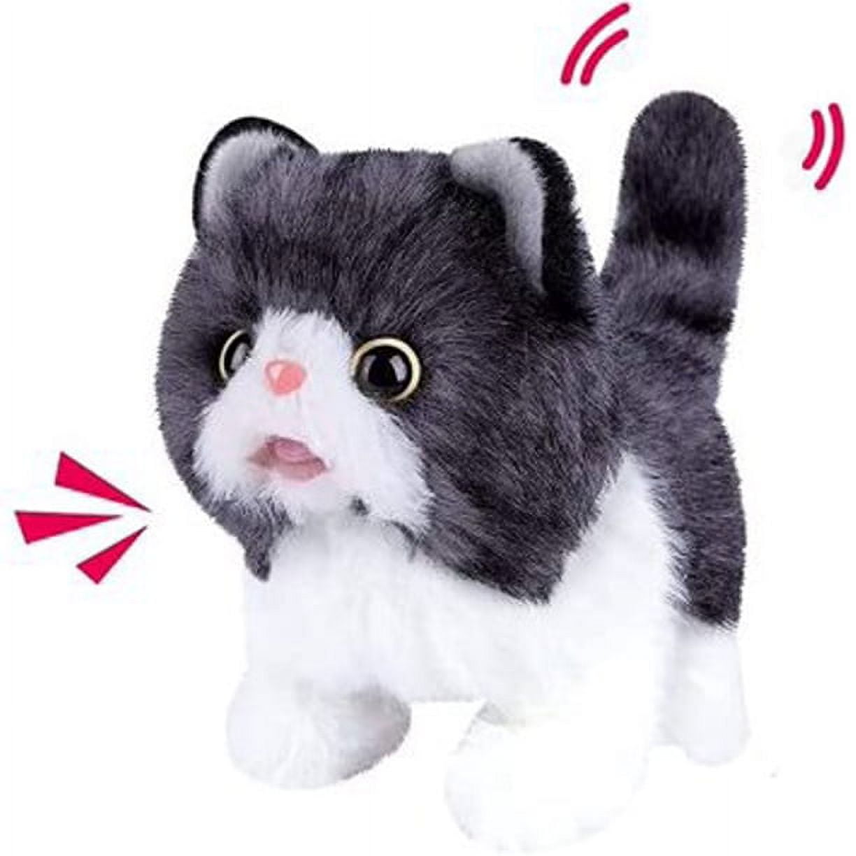 TEAMD Interactive Electronic Walking Cat Toy, Lifelike Plush Kitten That Meows (10 in) 0m61k