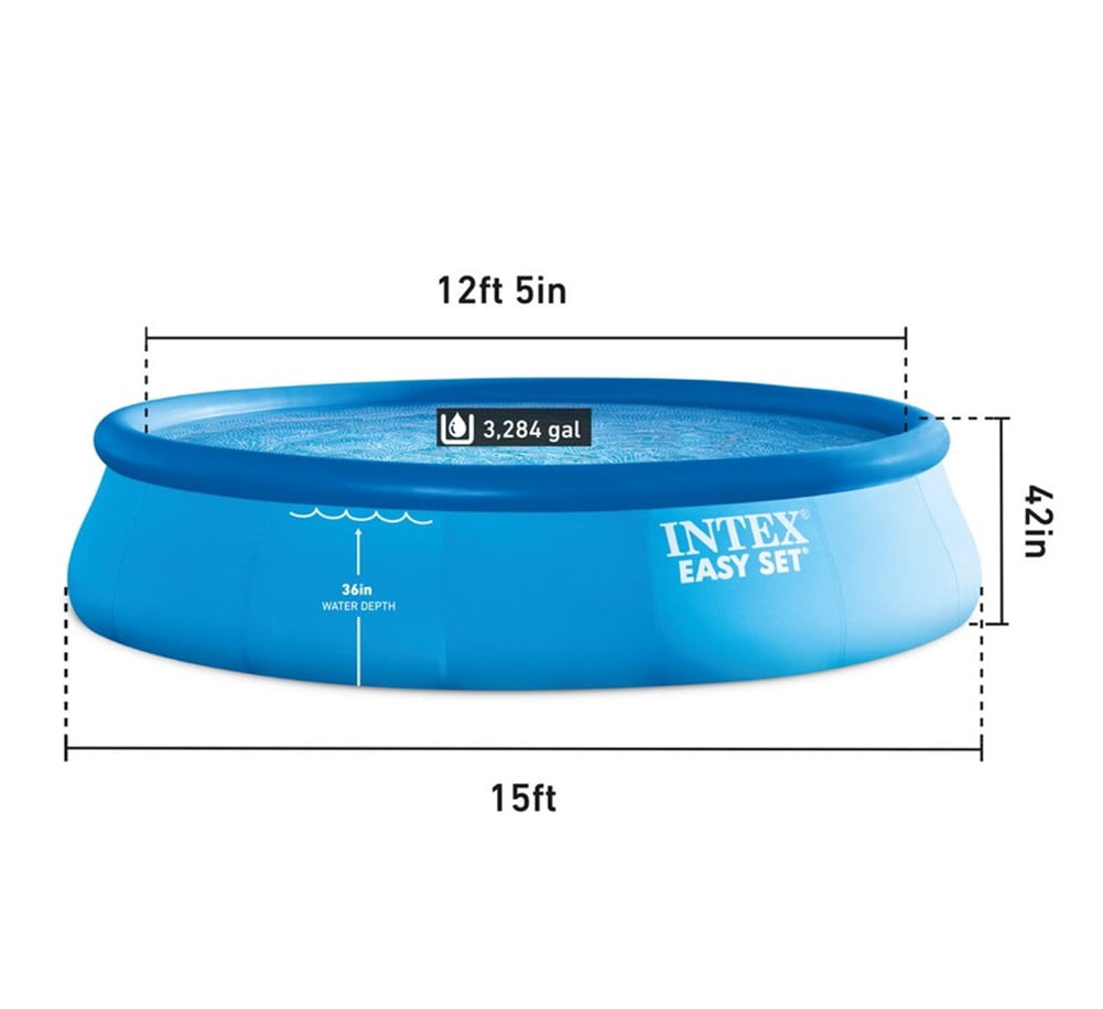 Intex Easy Set Above Ground Swimming Pool with Filter Pump and Maintenance Kit (Blue, 15 ft x 42 in) zsayn