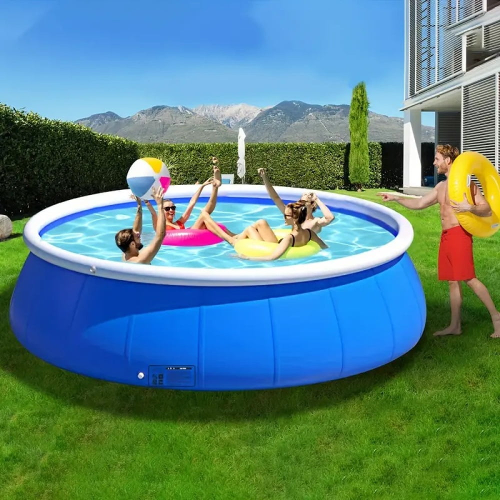 Tigerspring 12ft Round Inflatable Swimming Pool, Durable PVC Family Outdoor Water Activity Set (1800 gal) mqxt3