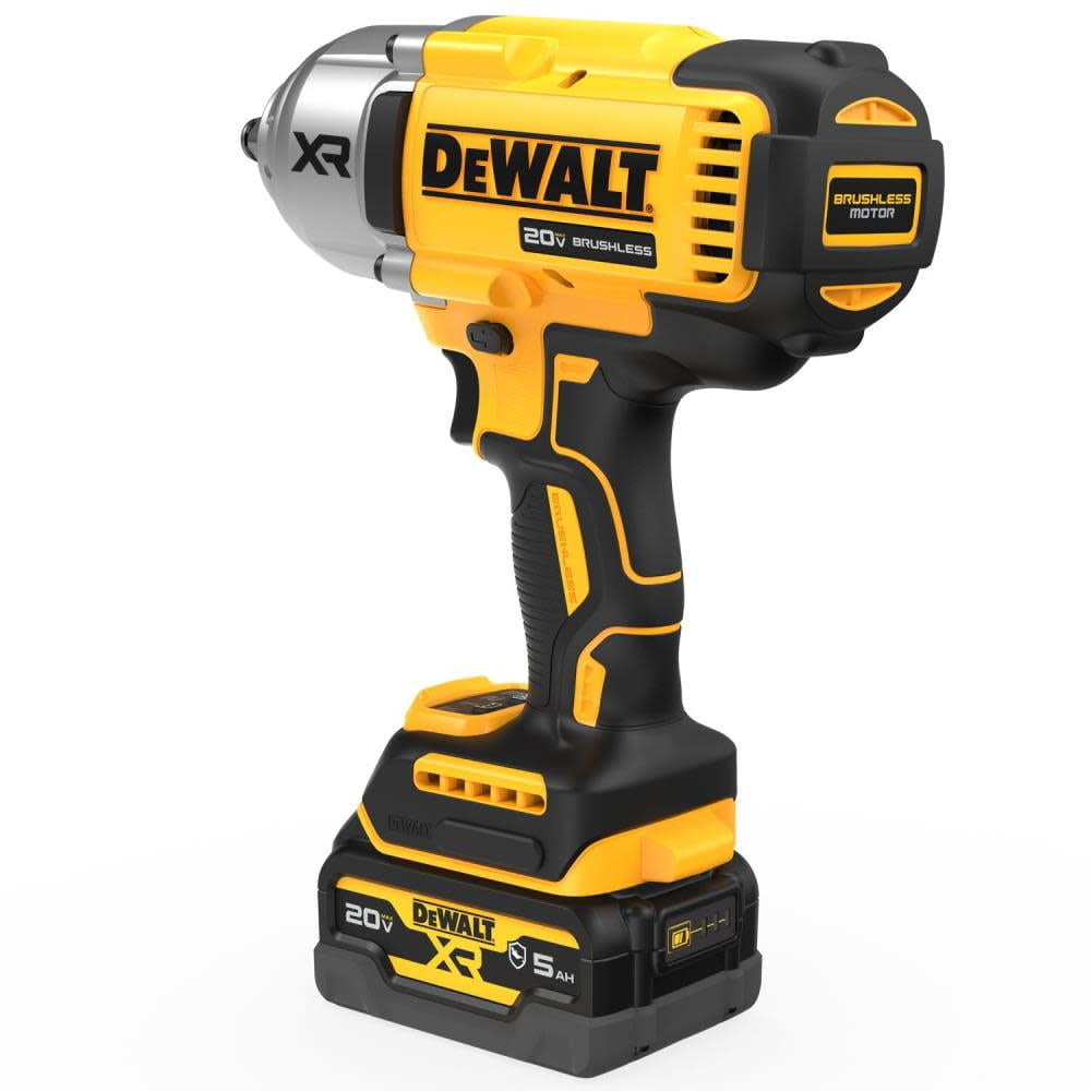 DEWALT 20V MAX XR High Torque Impact Wrench Kit with Hog Ring Anvil (2 Batteries, 5.0 Ah) 9e4kf
