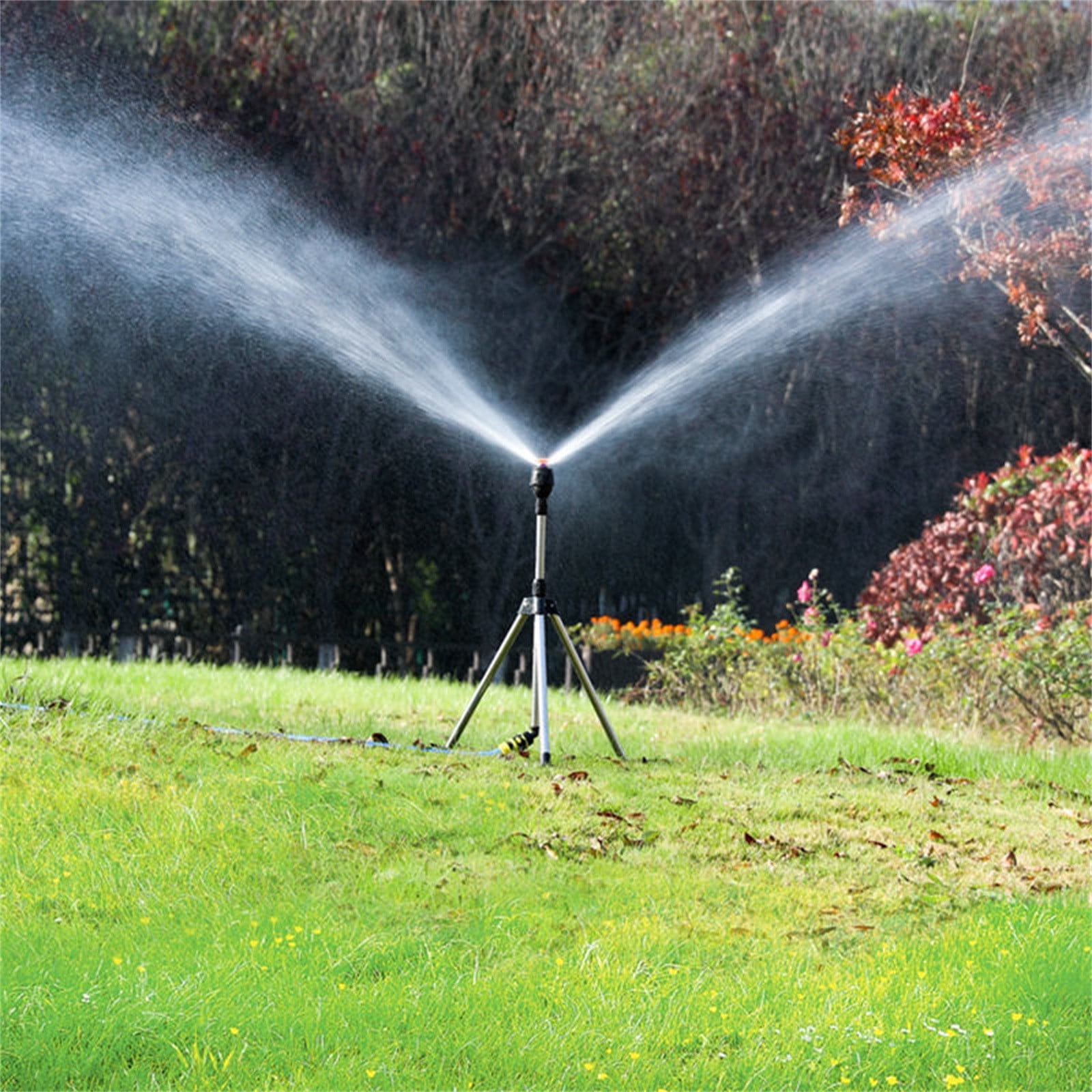 JJBNSH Rotating Tripod Sprinkler System, 360 Degree Automatic Rotary Irrigation Stand with Telescopic Support (Stainless Steel, 1 Pack) tj8b8