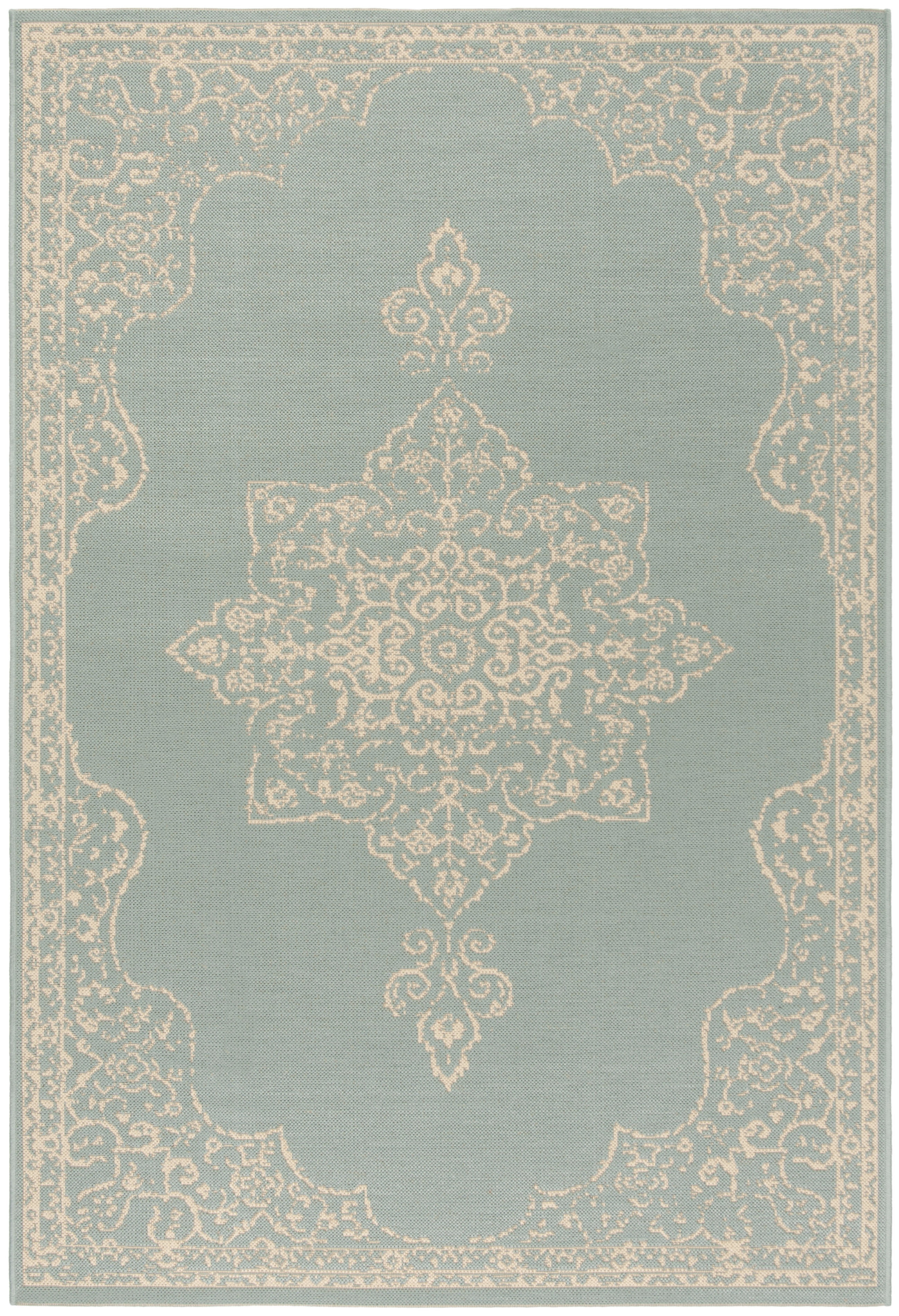 Safavieh Beach House Janine Medallion Indoor/Outdoor Area Rug (Cream/Aqua, 2 ft 2 in x 4 ft) 07w0e