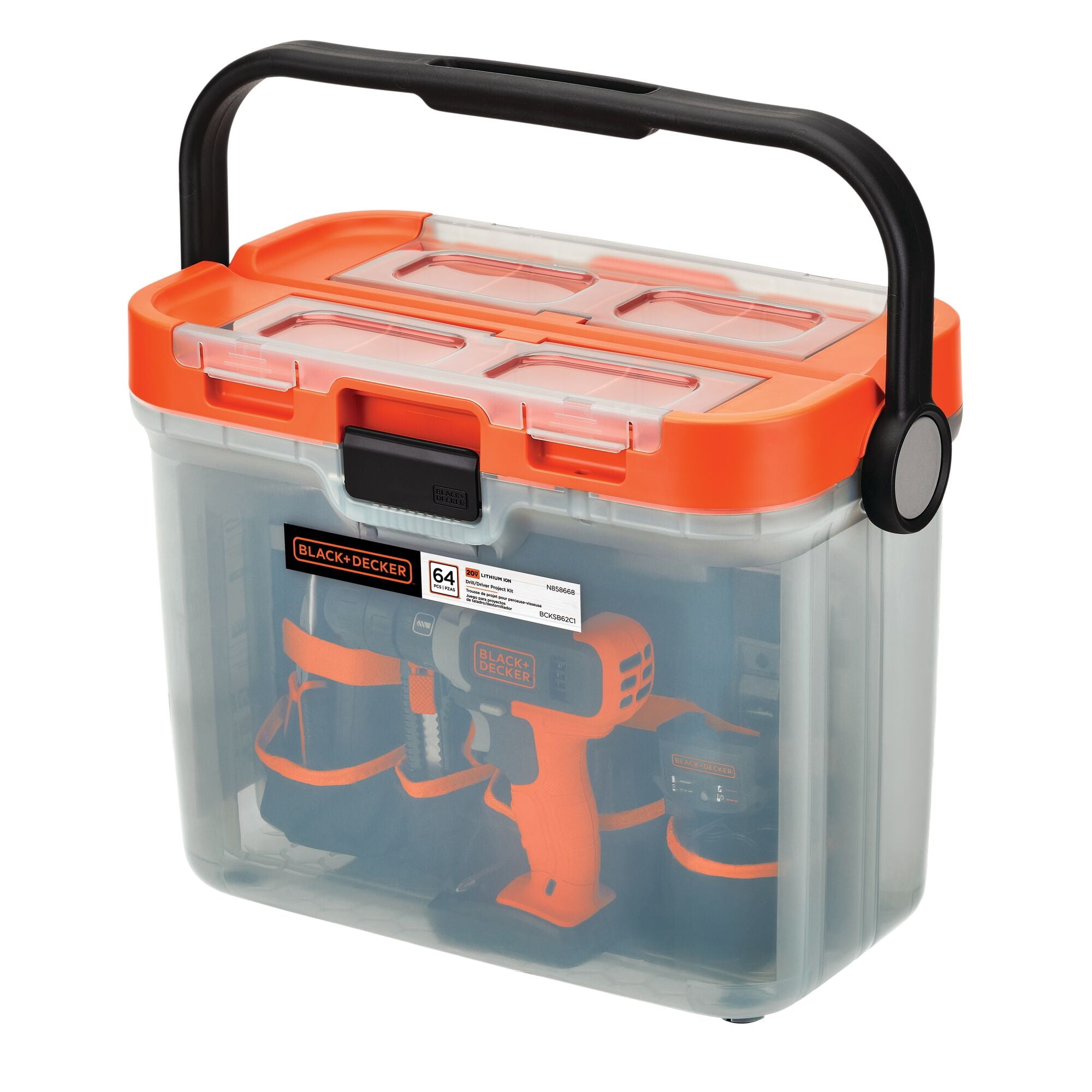 BLACK+DECKER 20V Cordless Hex Chuck Drill Driver Kit (Black, 64 Piece Set) 087um