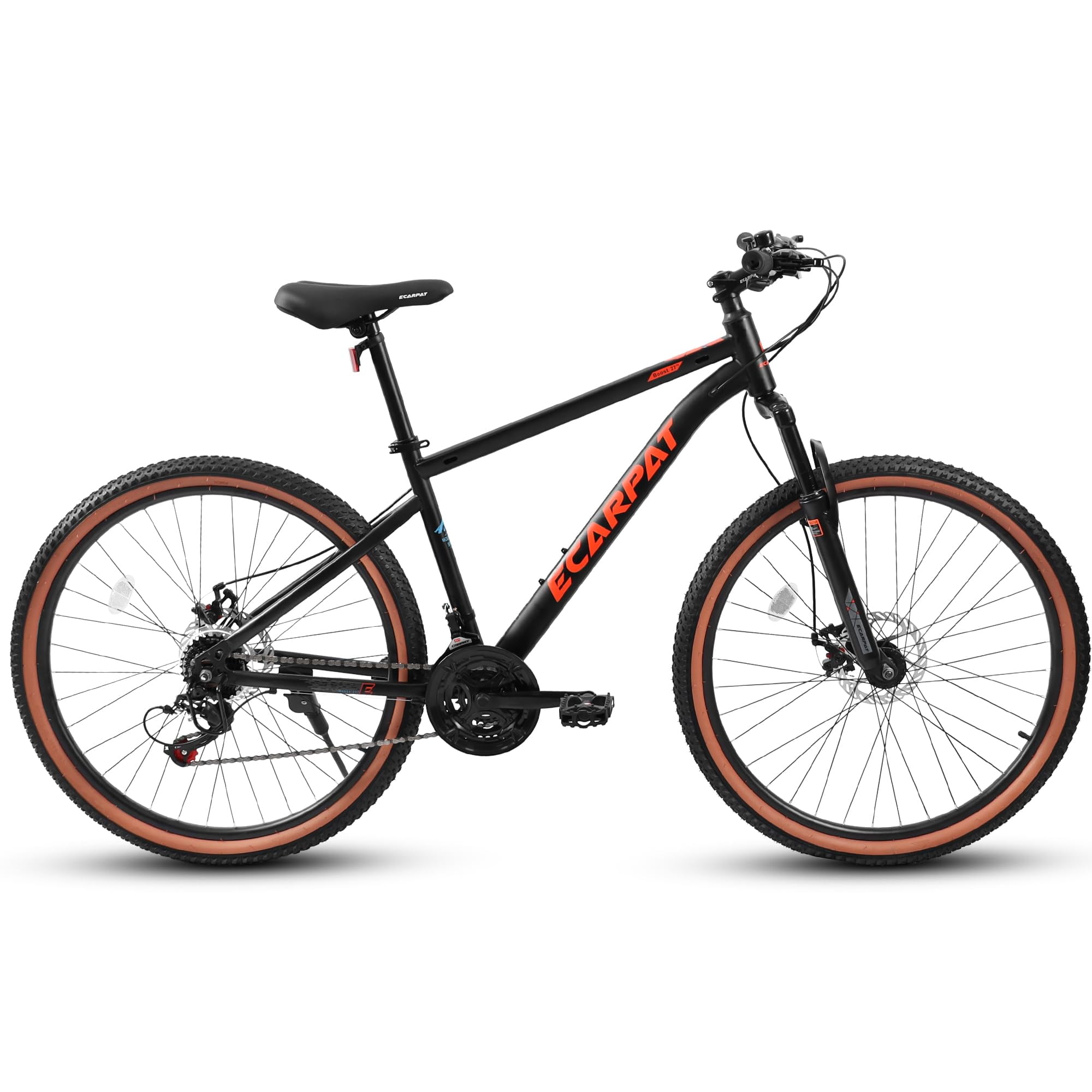 Harmie Mountain Bike, 21-Speed High Carbon Steel Frame with Front Suspension and Disc Brakes (Brown, 24 in) ujx48