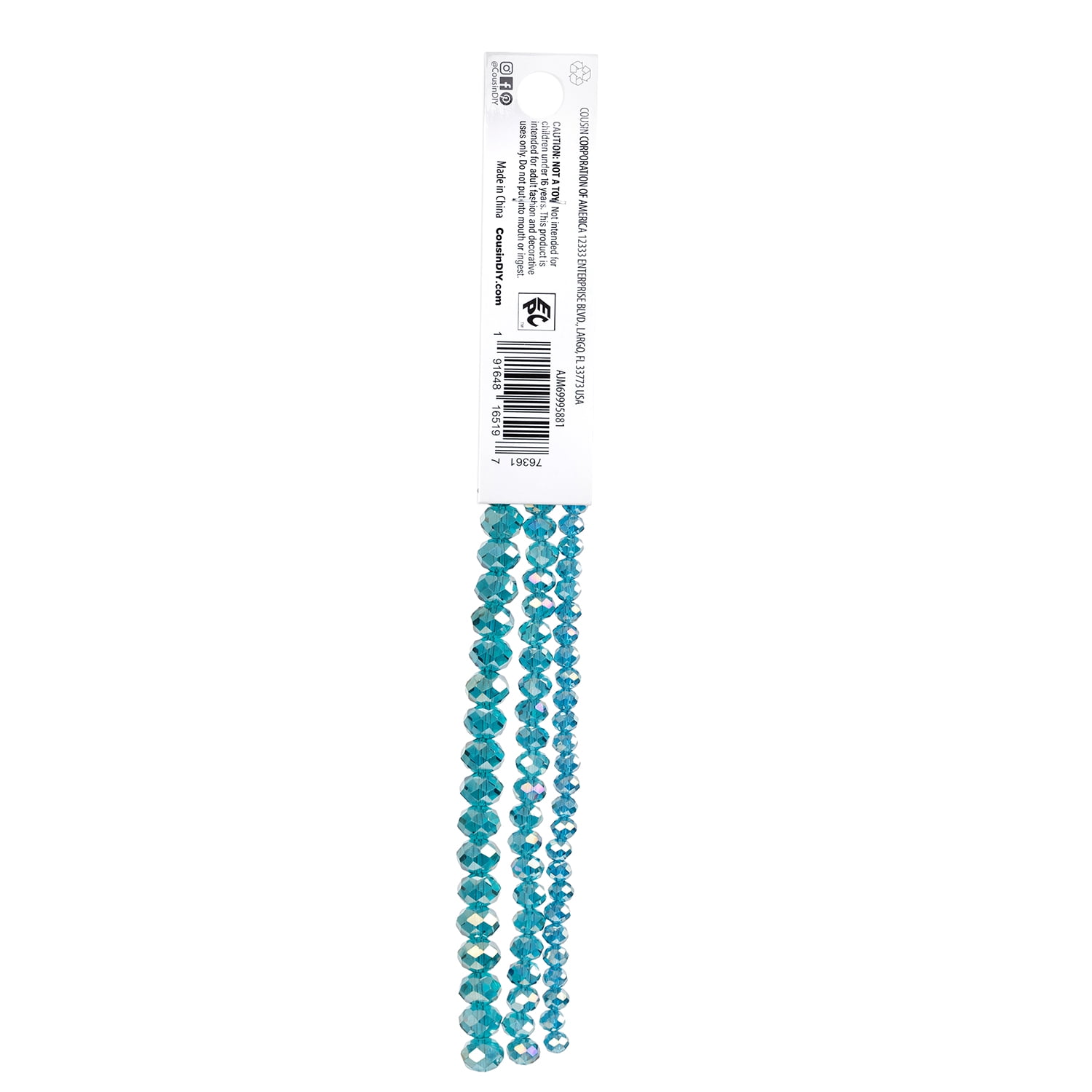 CousinDIY Glass Rondelle Beads for Jewelry Making (Indicolite Teal AB, 88 Pieces) 526v8