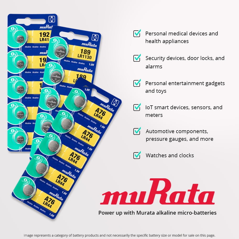Murata LR41 Alkaline Button Cell Battery (High-Performance, 20 Pack) top3u
