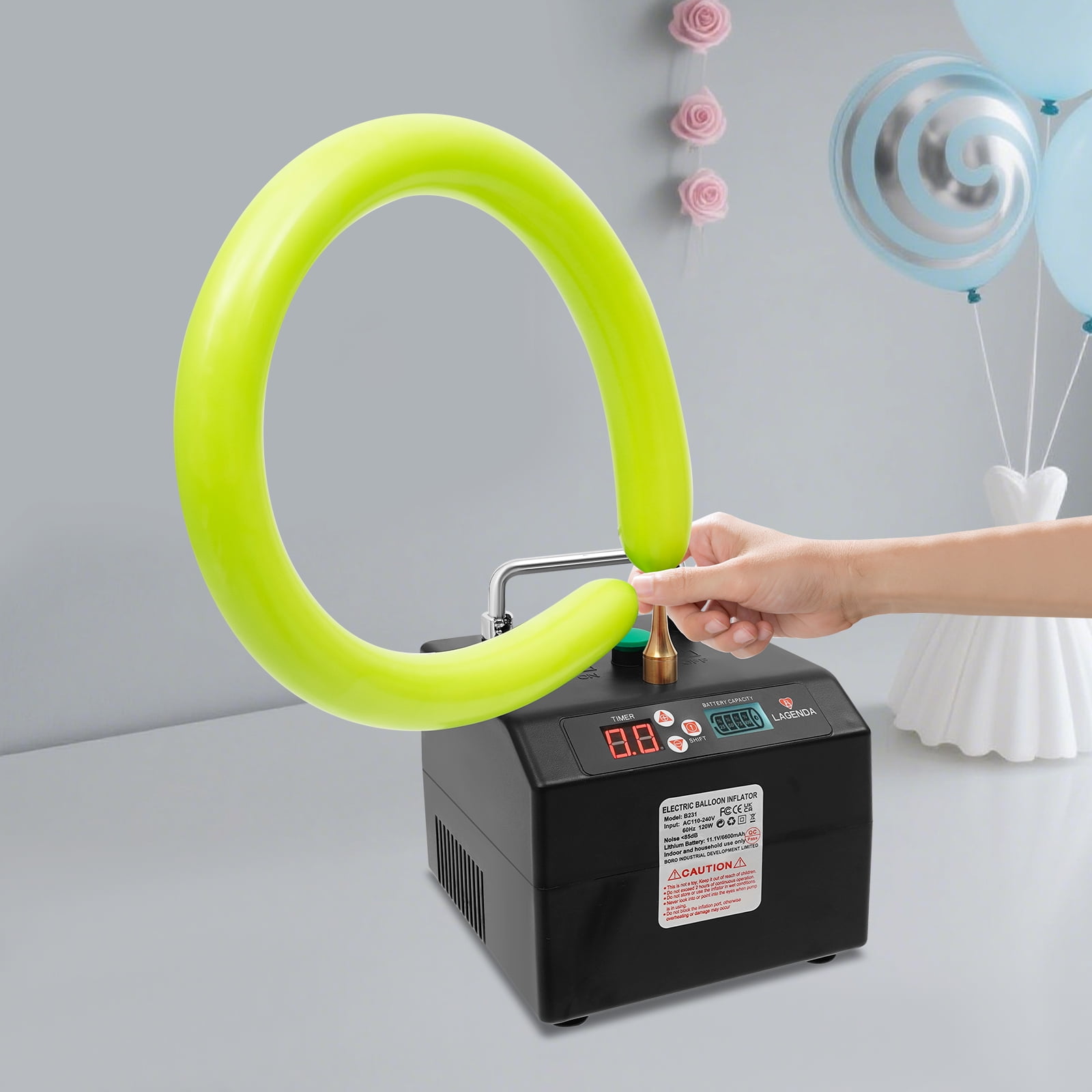 Lagenda Electric Balloon Pump Inflator (120W, Black, 6.3 x 5.9 x 5.1 in) oryf9