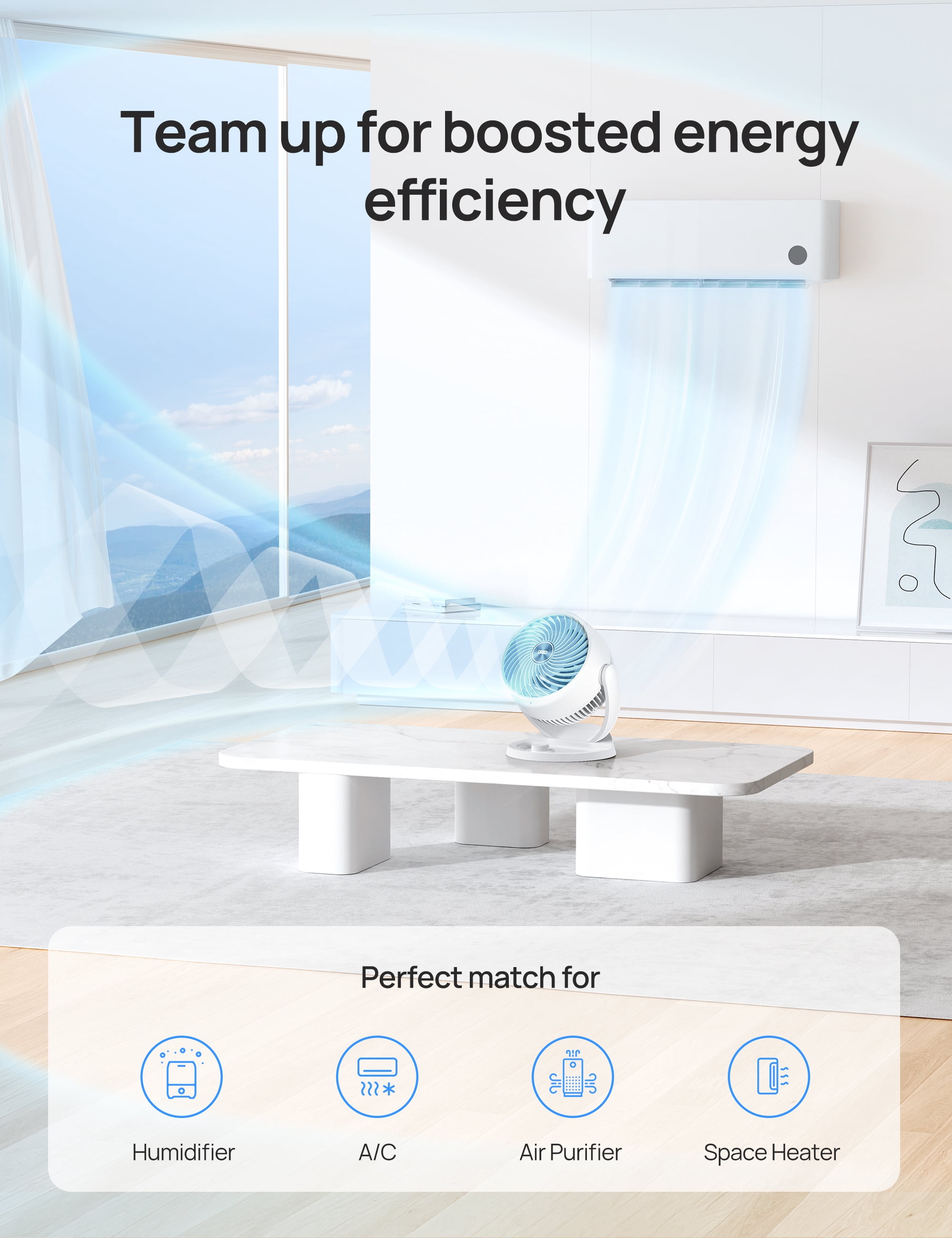 Dreo Table Air Circulator Fan, Quiet Desktop Cooling for Home and Office (White, 12 in) t30v4