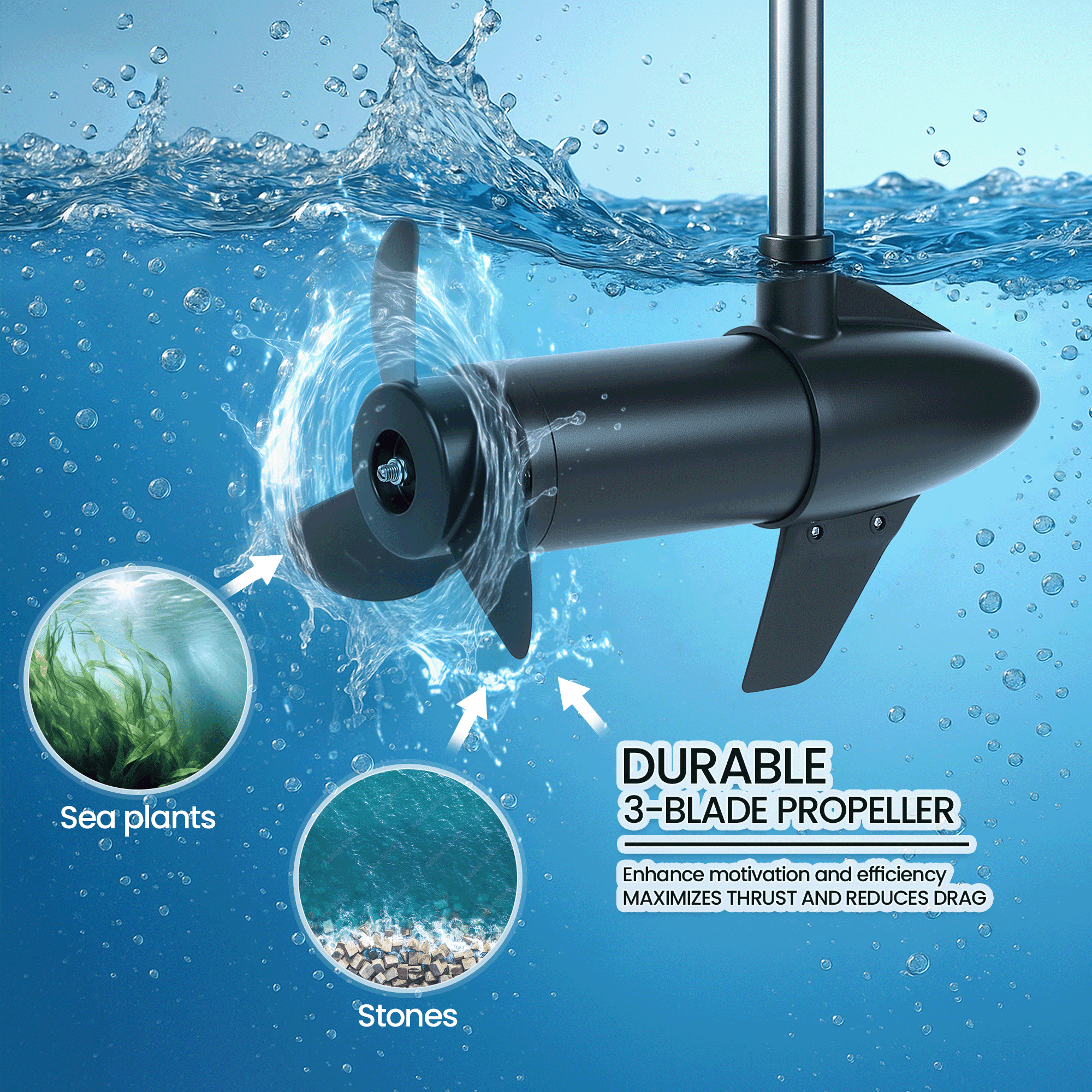 Naipo Electric Trolling Motor (68 lb Thrust, 8 Speeds) Freshwater Boat Motor with LED Battery Indicator and Telescoping Handle wktu5